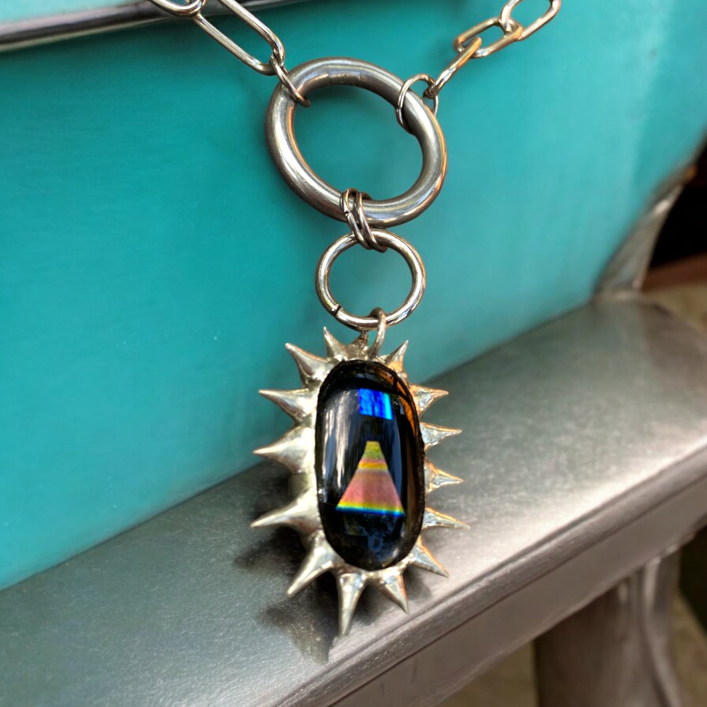 Portal Within The Portal | Spiky Fused Glass O Ring Necklace