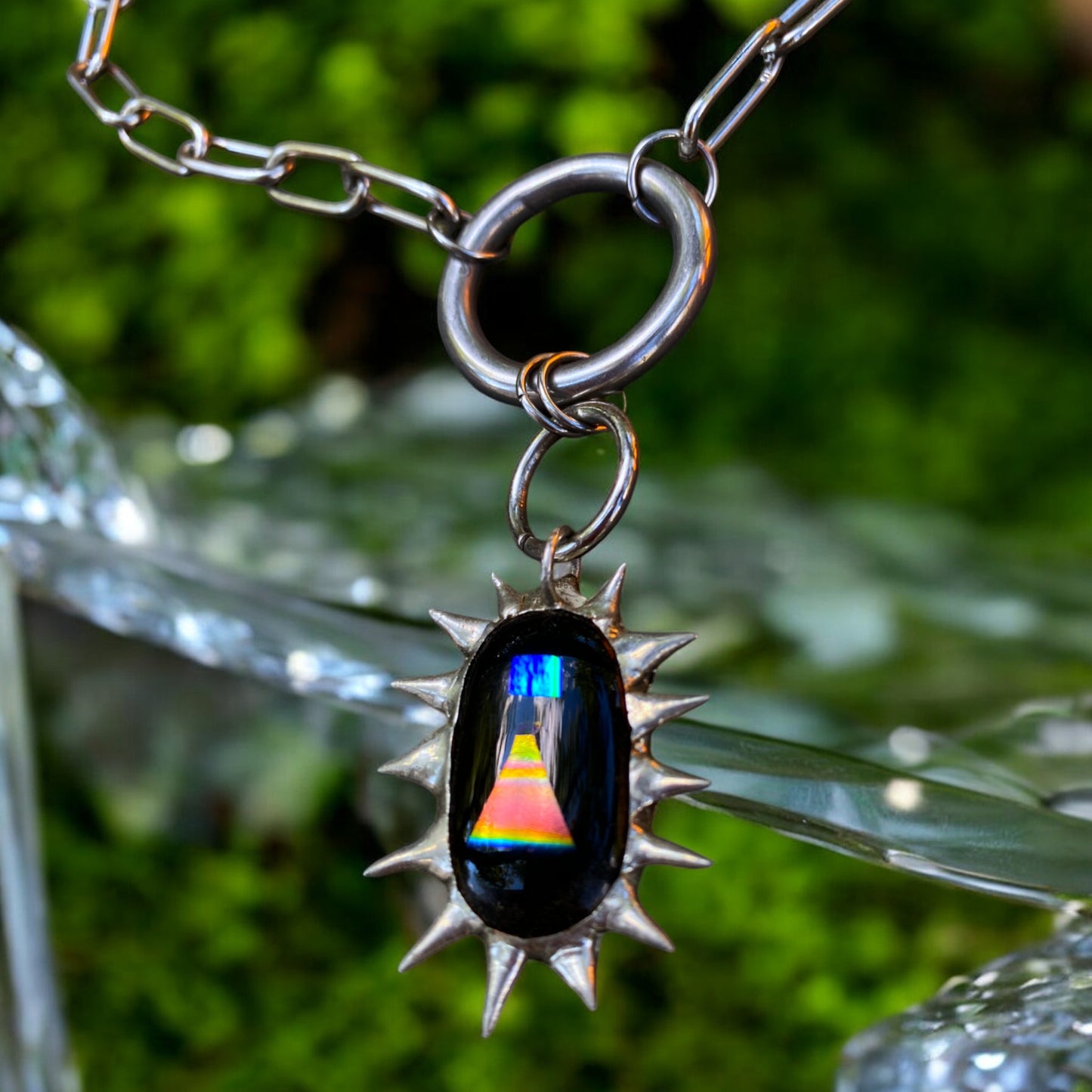 Portal Within The Portal | Spiky Fused Glass O Ring Necklace