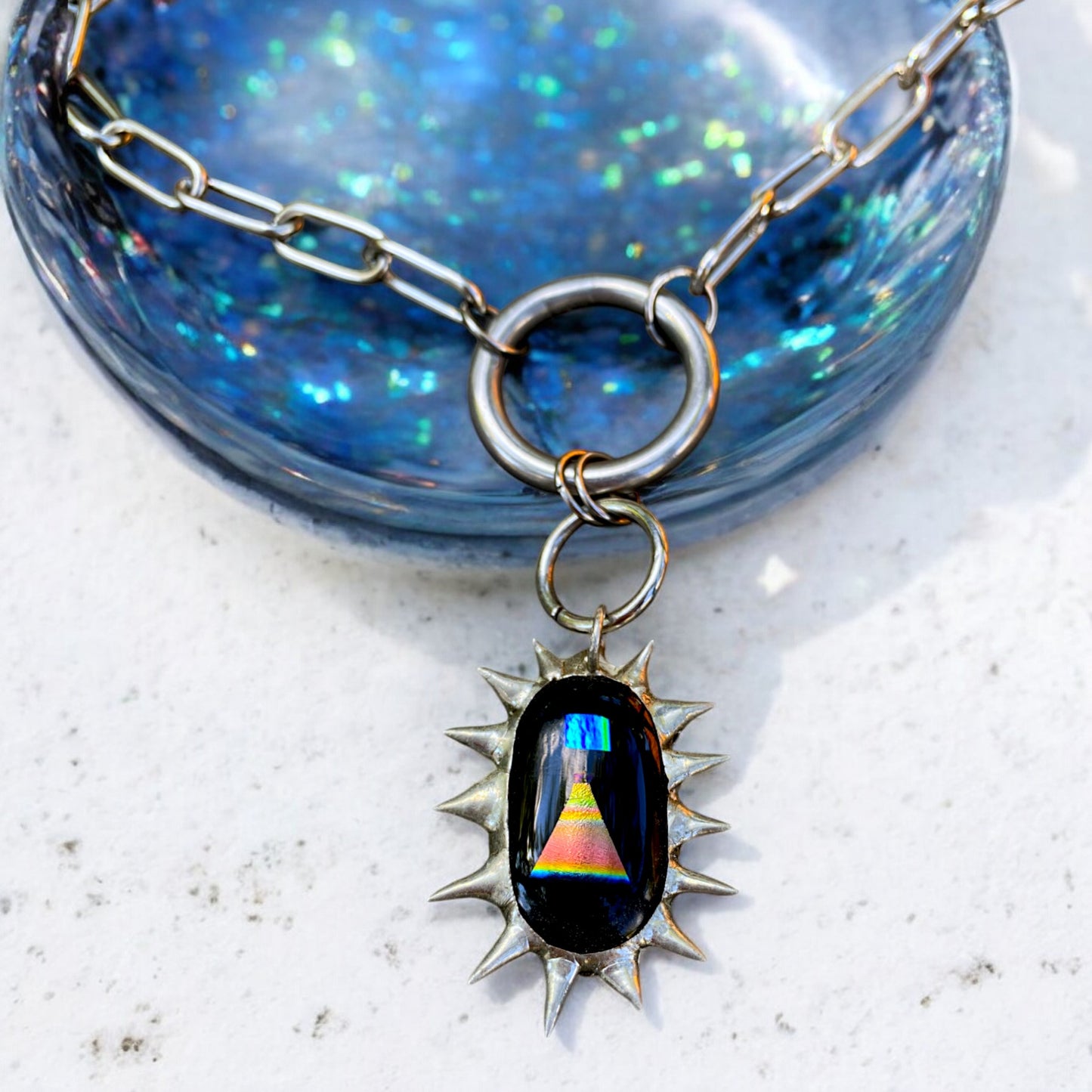 Portal Within The Portal | Spiky Fused Glass O Ring Necklace