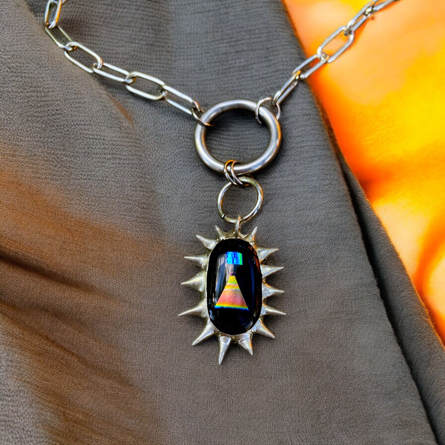 Portal Within The Portal | Spiky Fused Glass O Ring Necklace