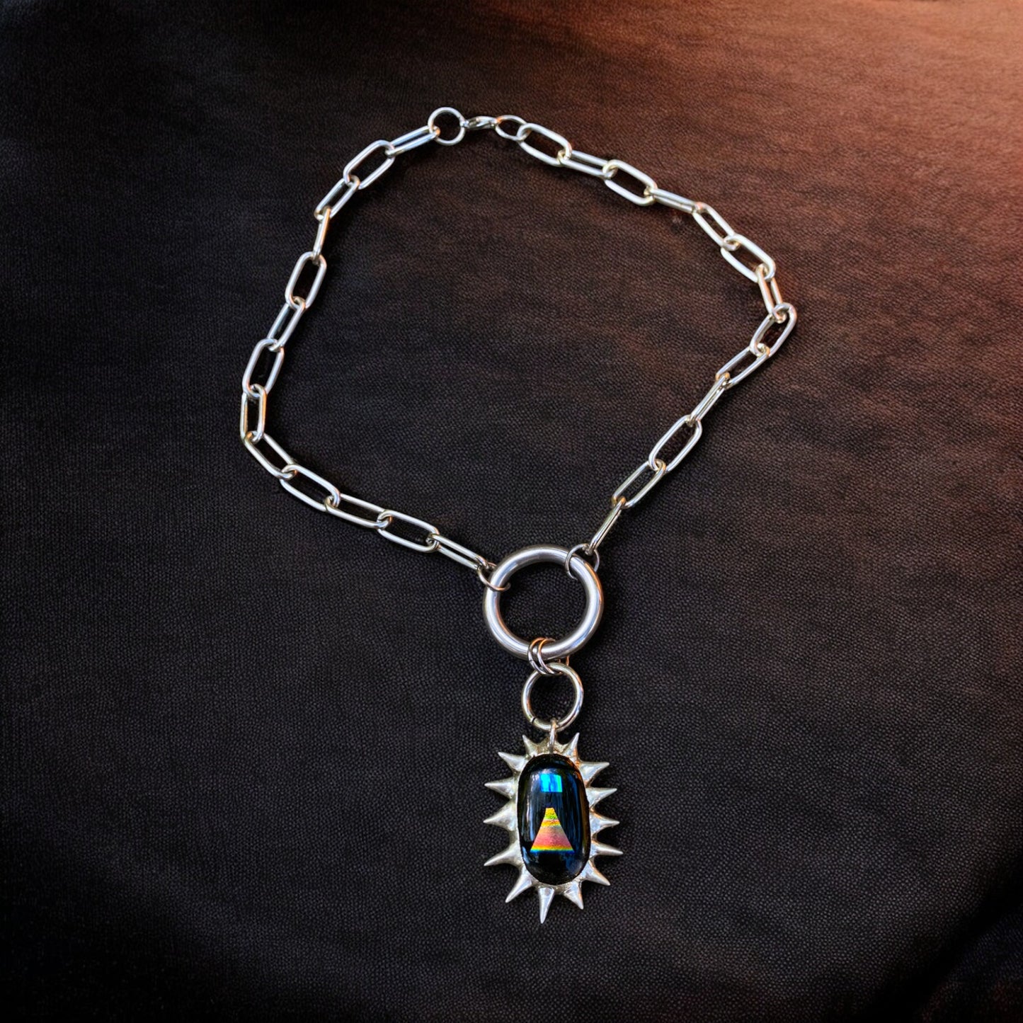 Portal Within The Portal | Spiky Fused Glass O Ring Necklace