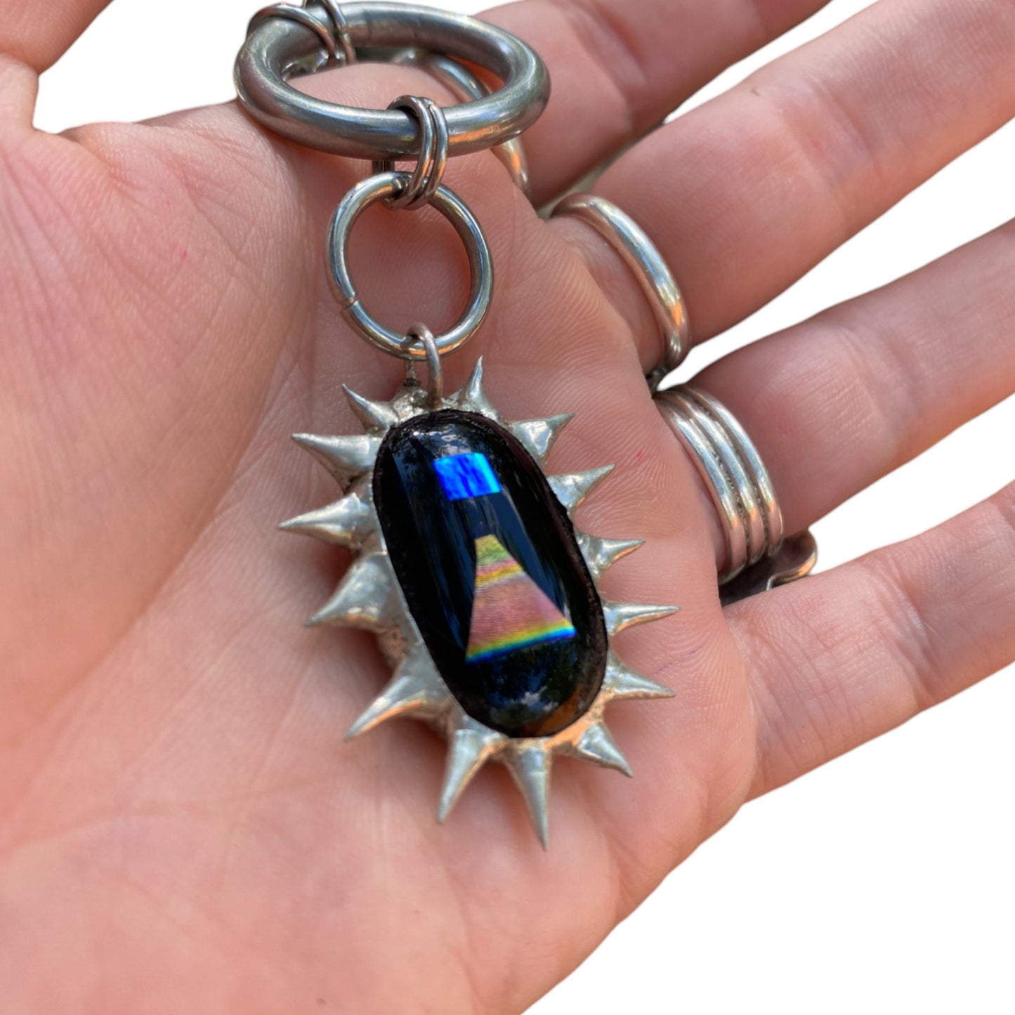 Portal Within The Portal | Spiky Fused Glass O Ring Necklace