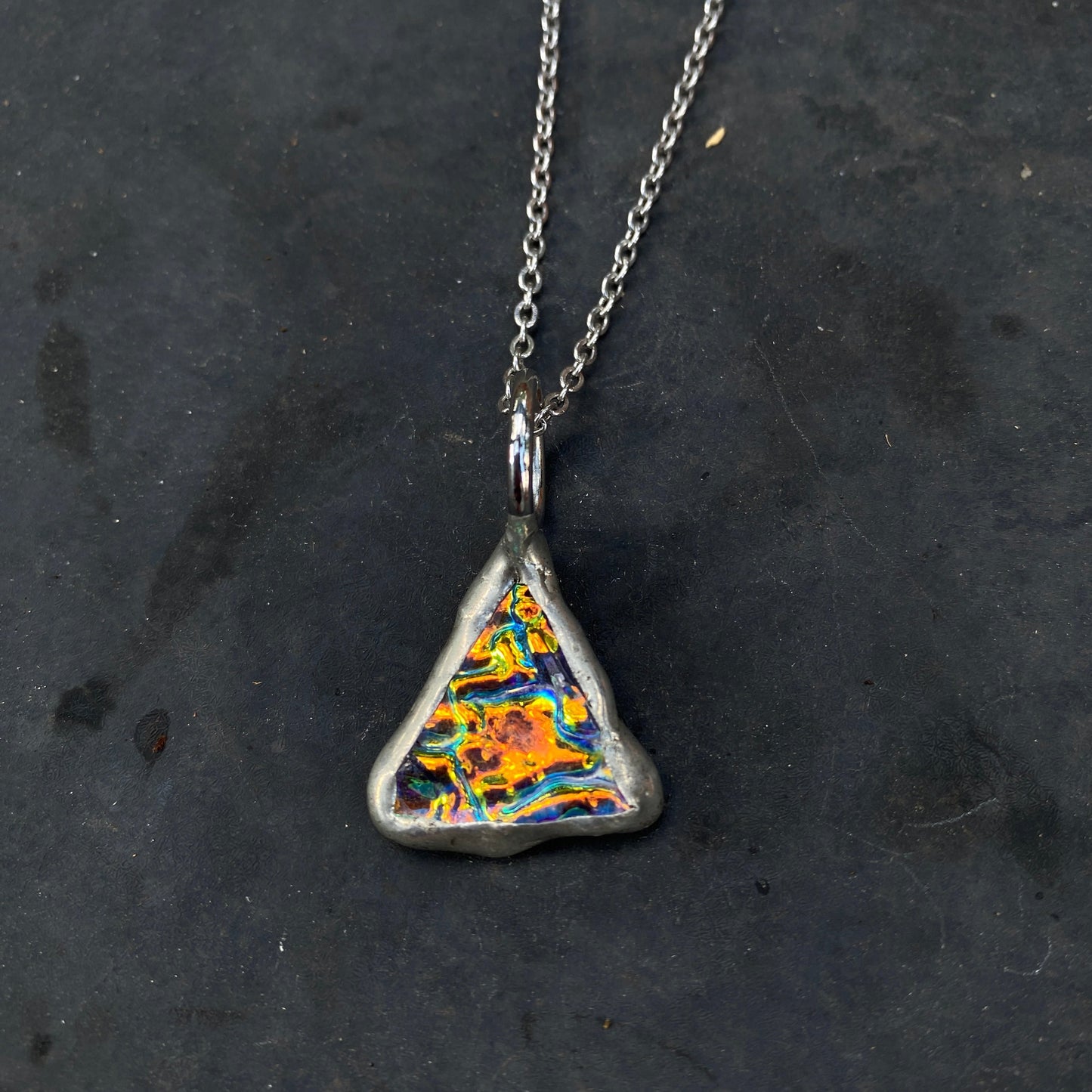 Burnished Skies Portal | Dichroic Stained Necklace