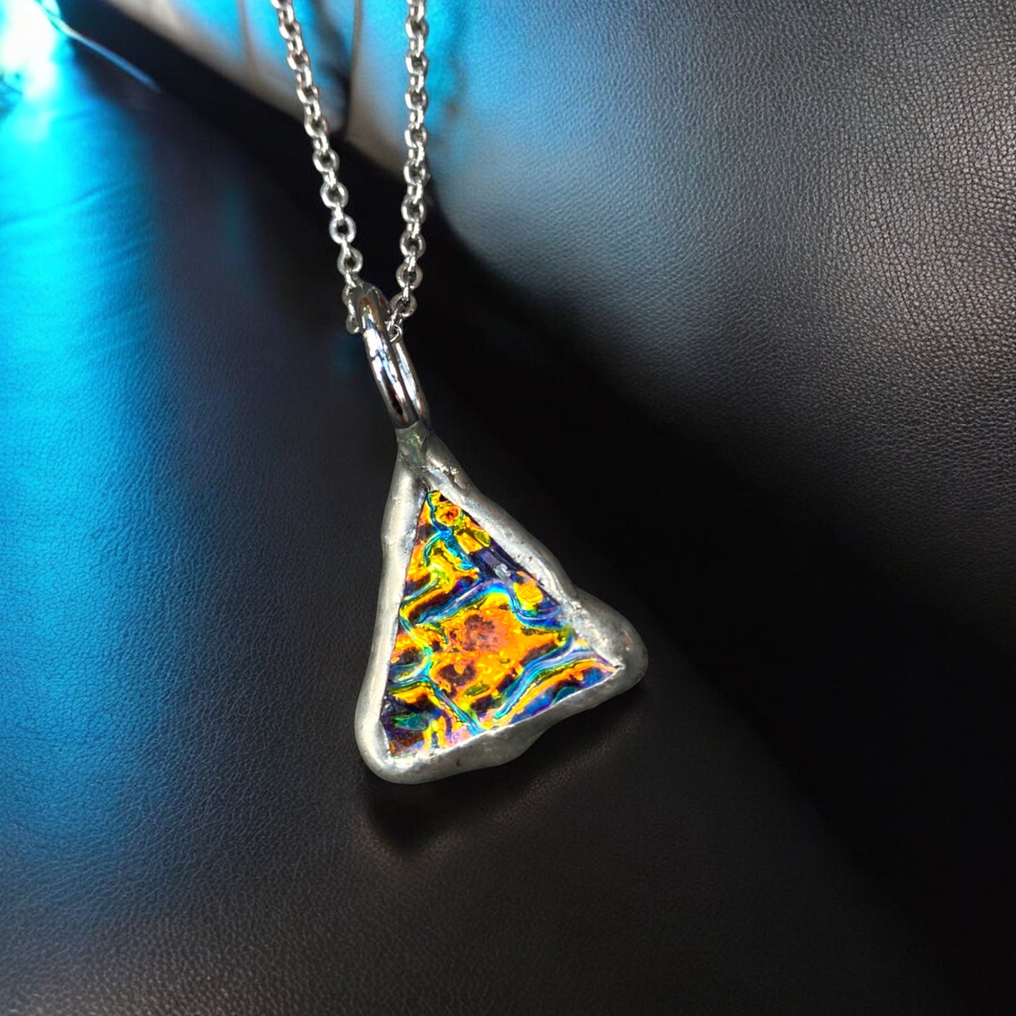 Burnished Skies Portal | Dichroic Stained Necklace