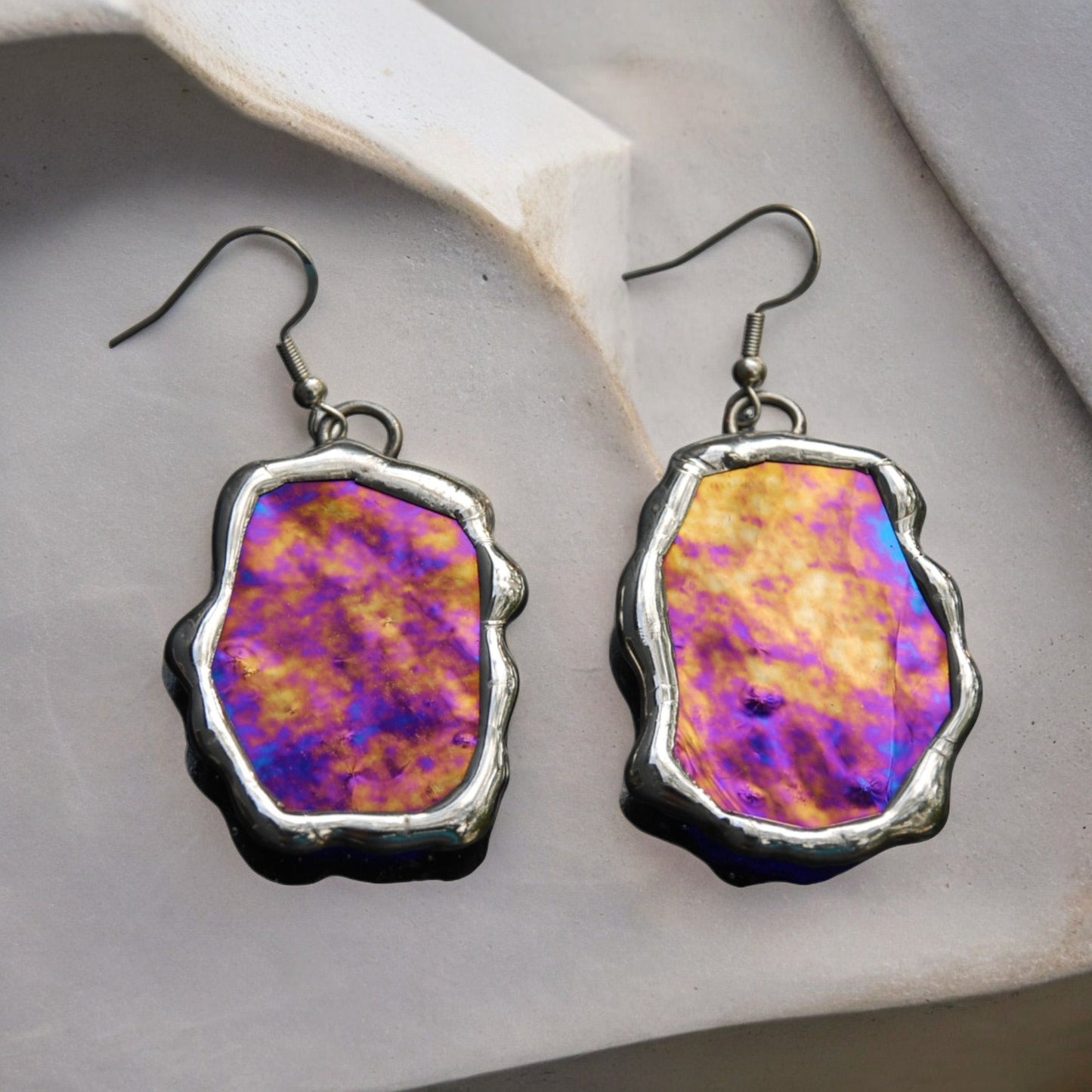 Cobalt Sun Break Portals | Stained Glass Earrings