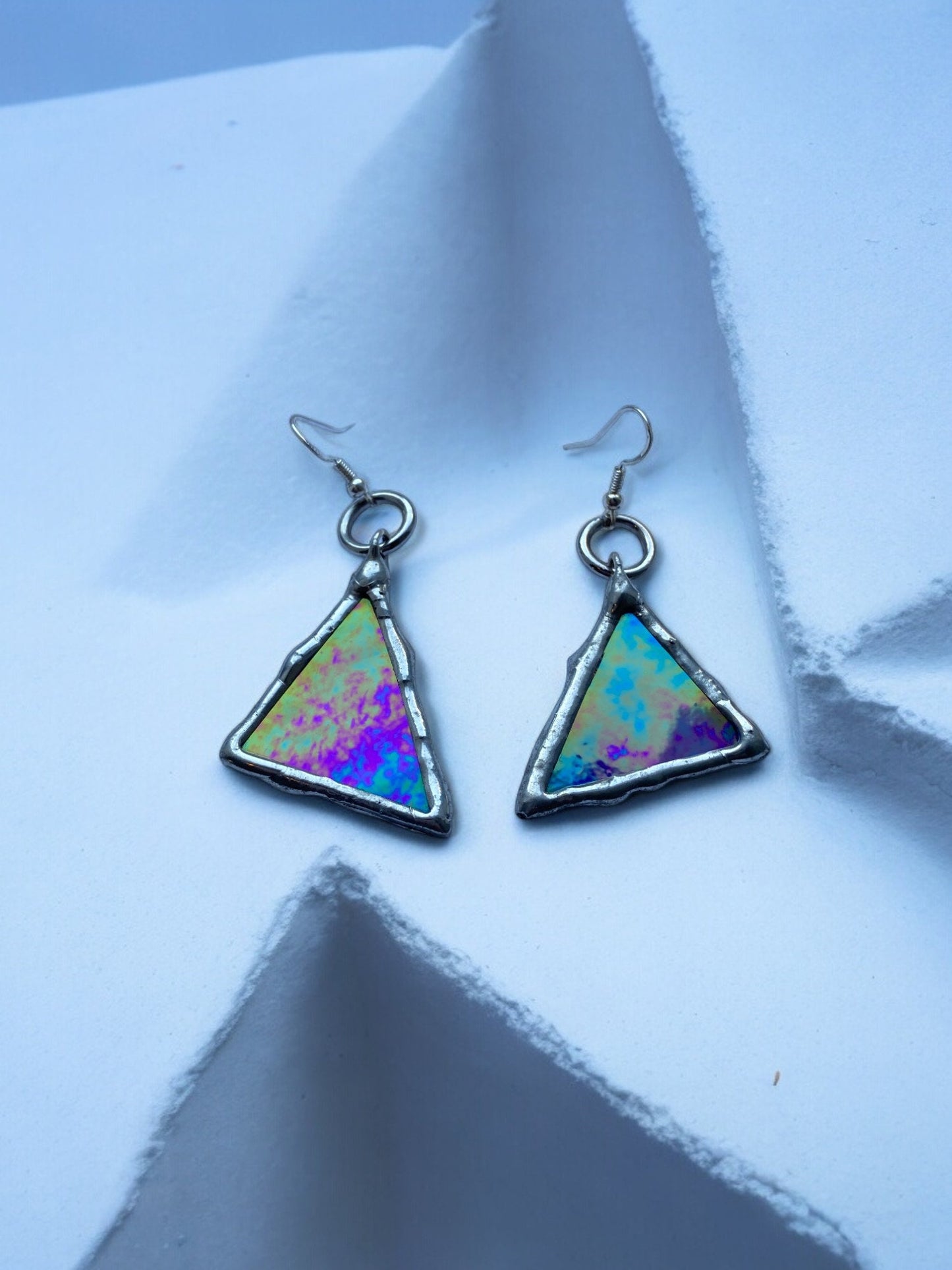 Ethereal Triangle Portals | Stained Glass Earrings