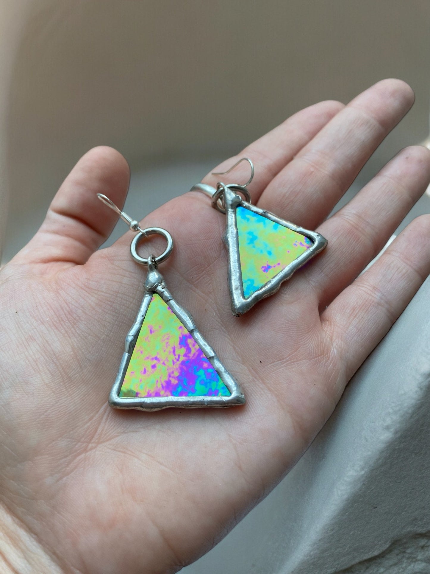 Ethereal Triangle Portals | Stained Glass Earrings