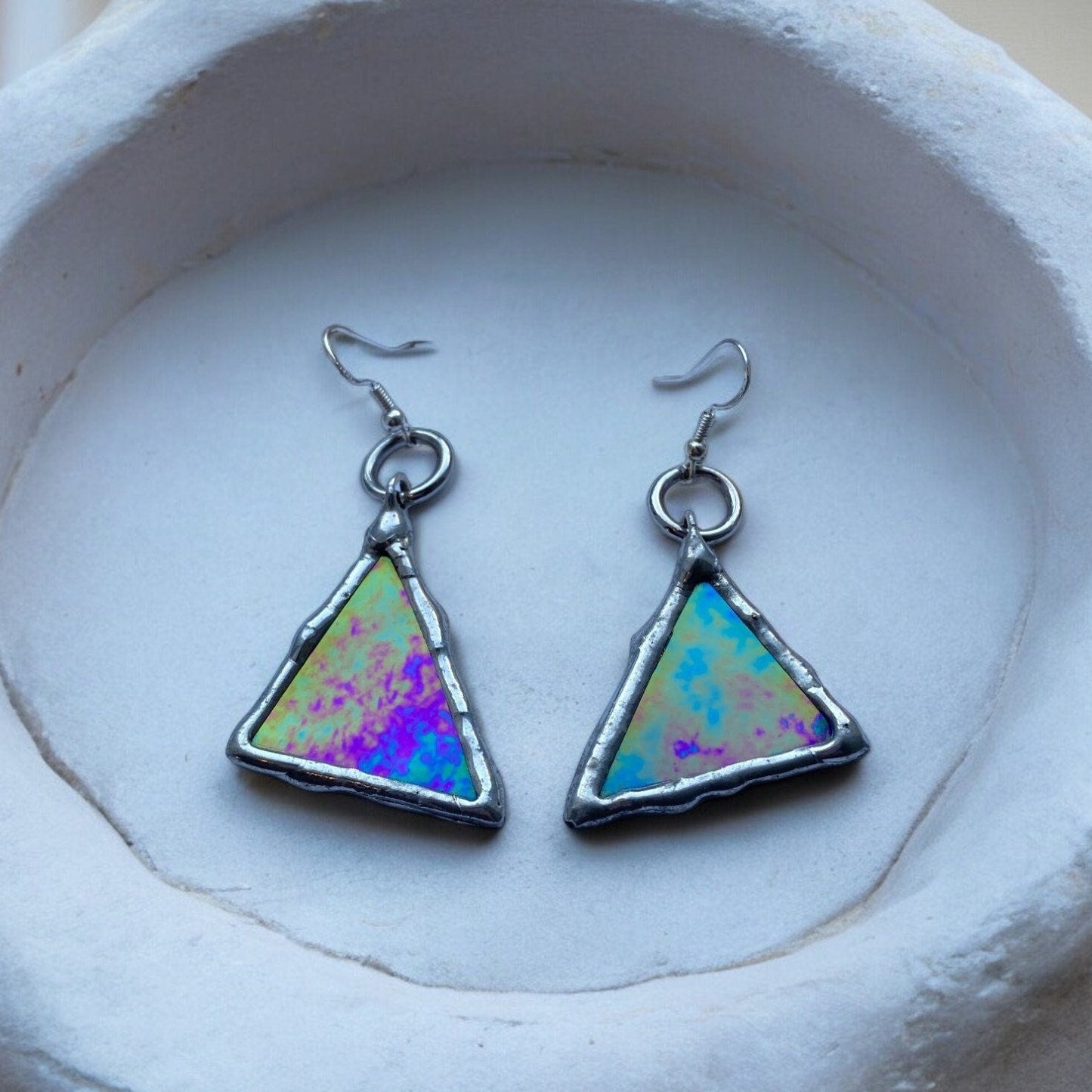 Ethereal Triangle Portals | Stained Glass Earrings