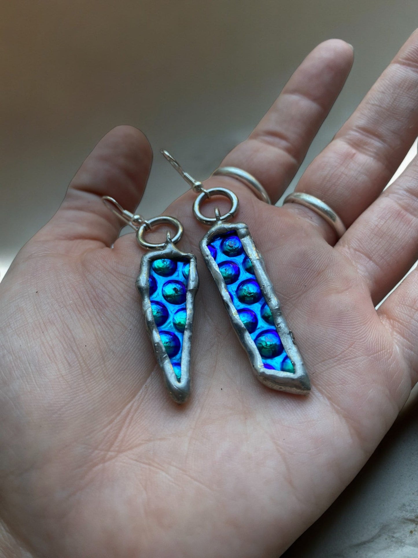 Cobalt Portal Shards | Stained Glass Earrings