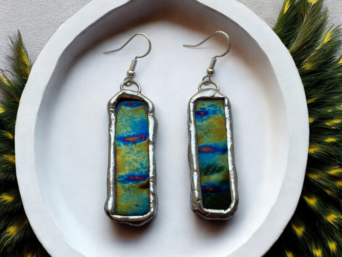 Peacock Portals | Stained Glass Earrings