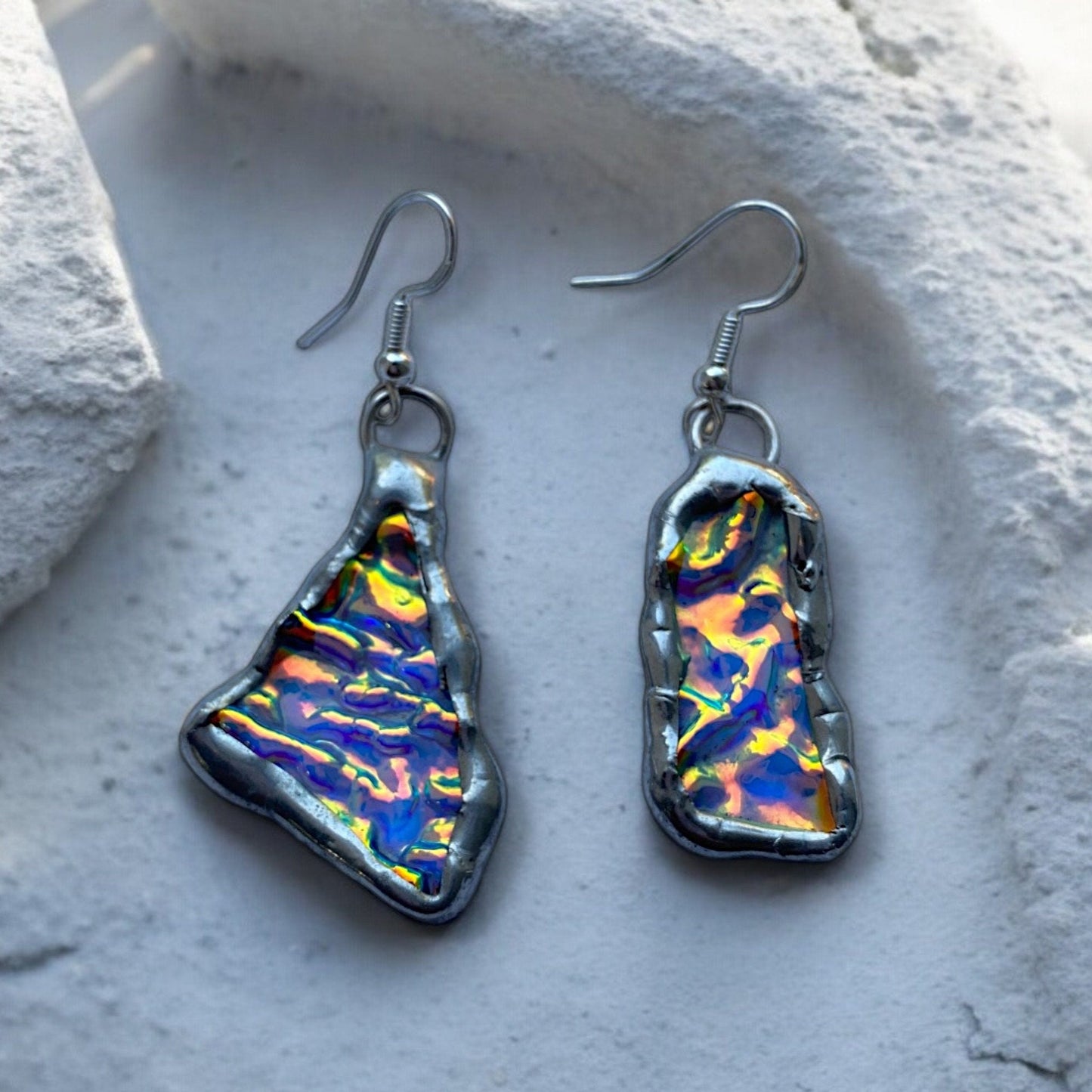 Ebbing And Flowing Portals | Stained Glass Earrings