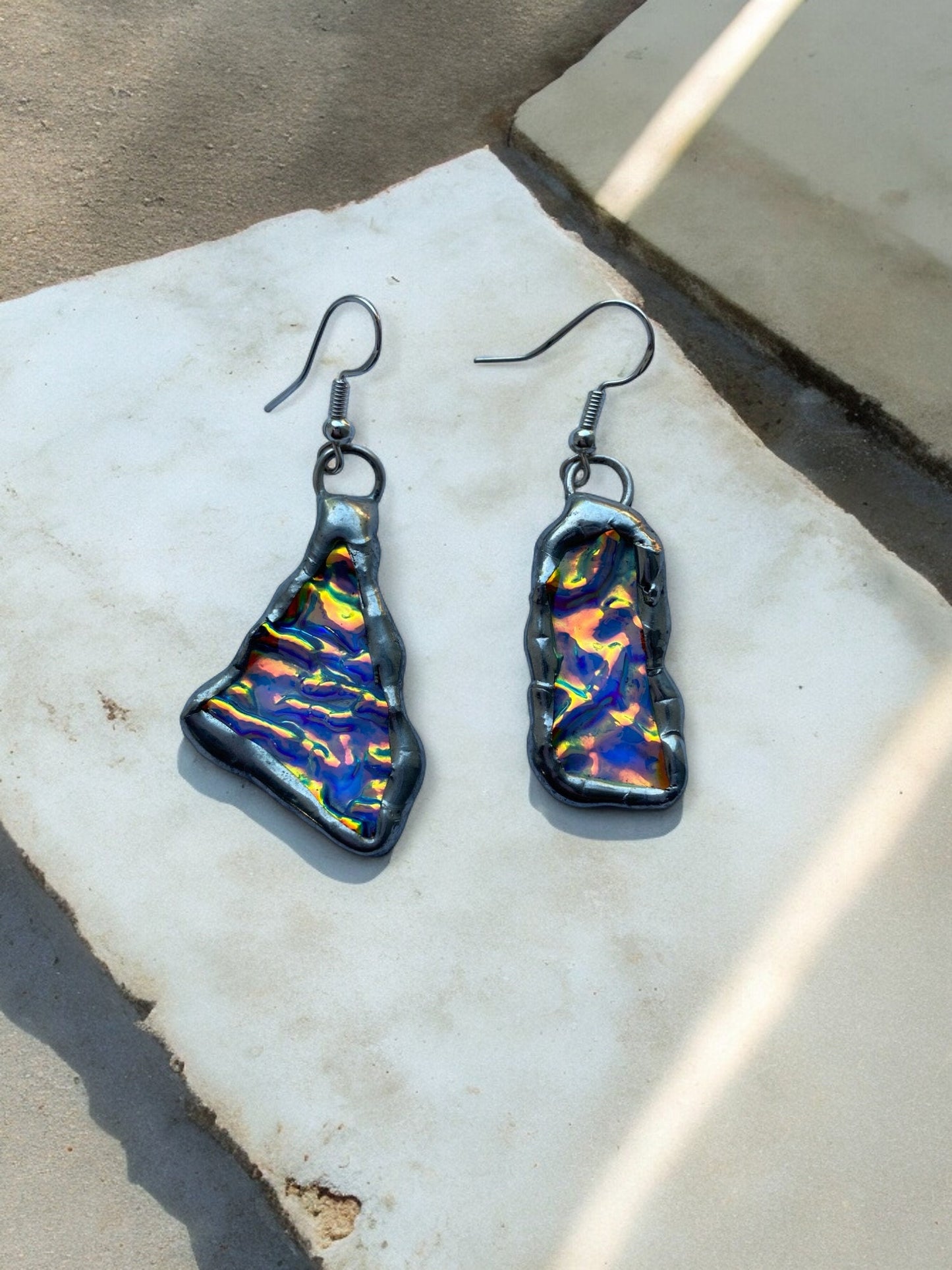 Ebbing And Flowing Portals | Stained Glass Earrings