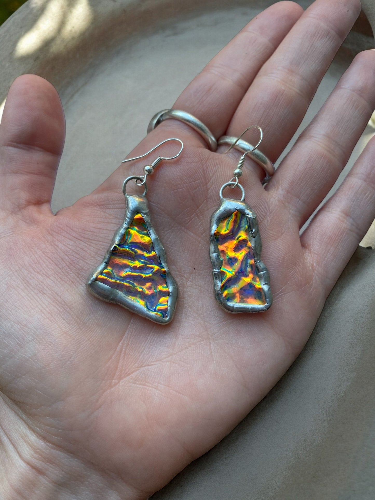 Ebbing And Flowing Portals | Stained Glass Earrings