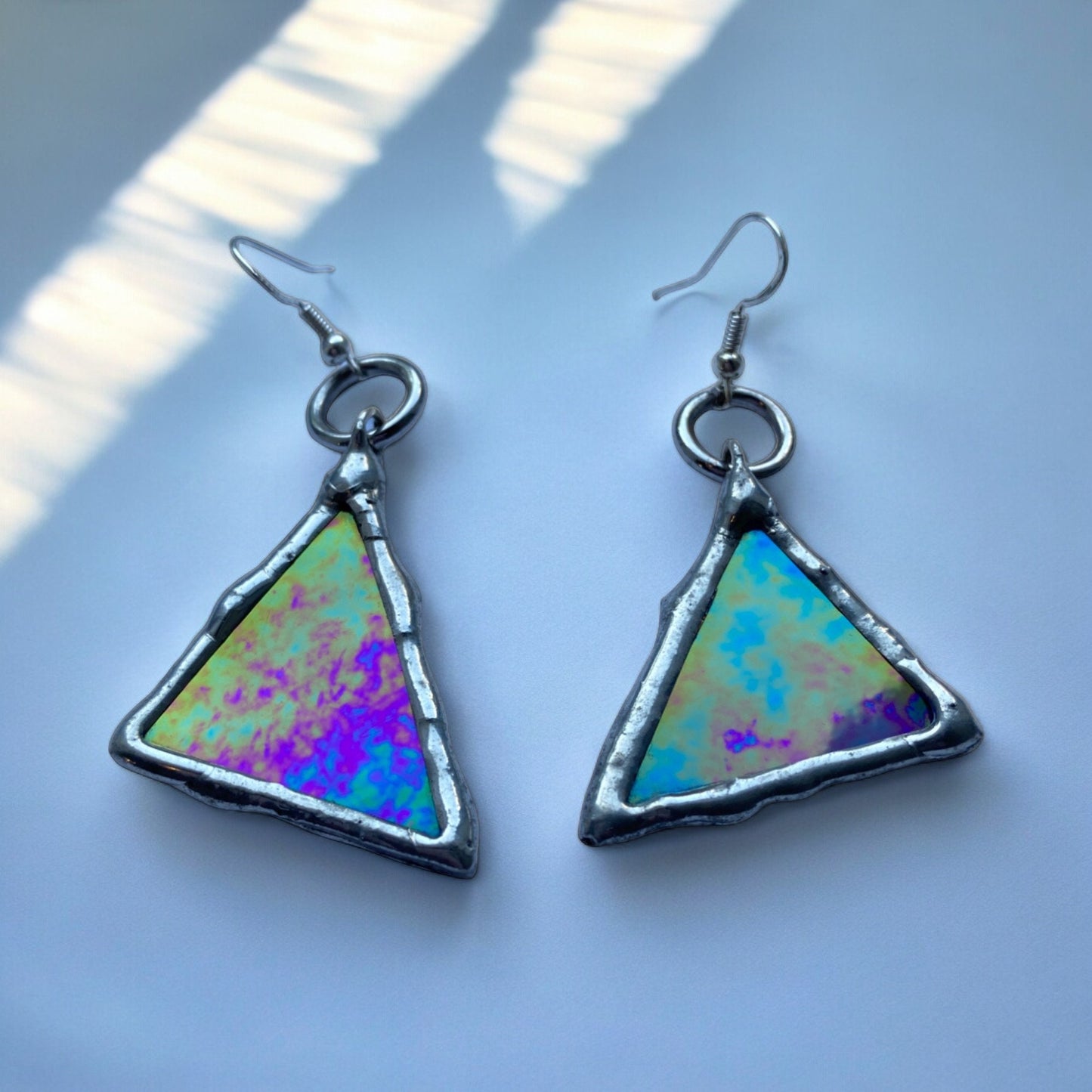 Ethereal Triangle Portals | Stained Glass Earrings