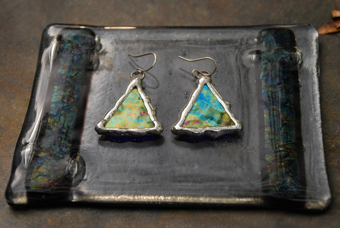 Ethereal Triangle Portals | Stained Glass Earrings