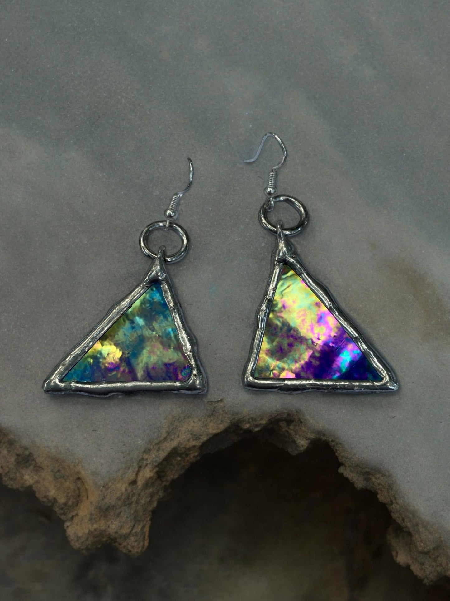 Ethereal Triangle Portals | Stained Glass Earrings