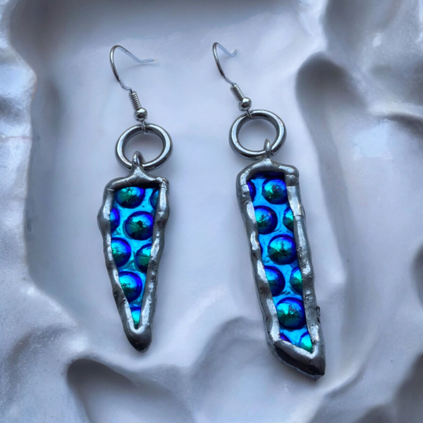 Cobalt Portal Shards | Stained Glass Earrings