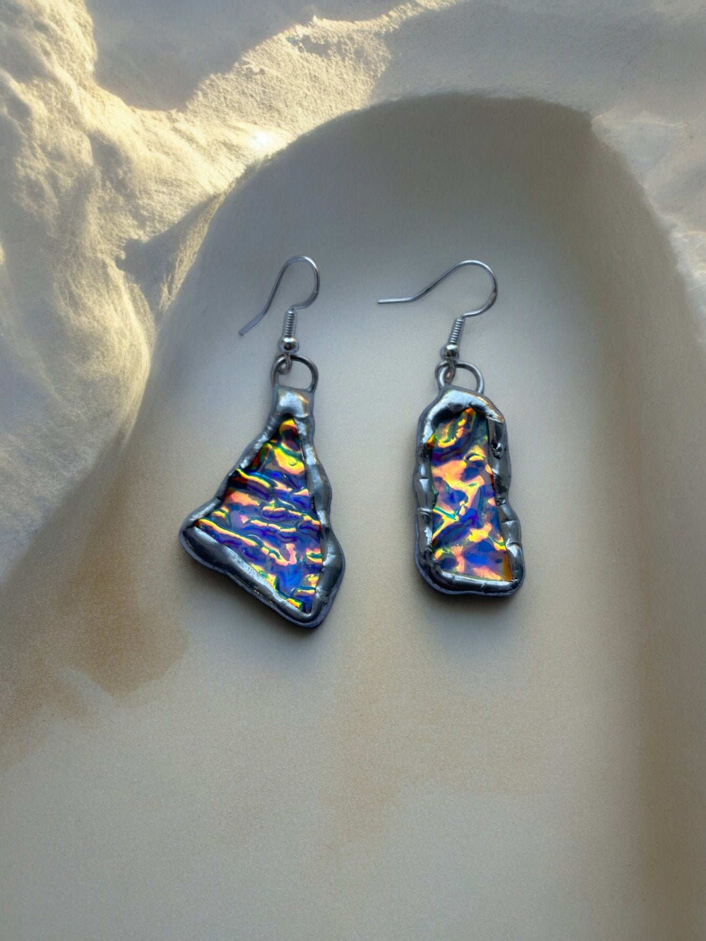 Ebbing And Flowing Portals | Stained Glass Earrings