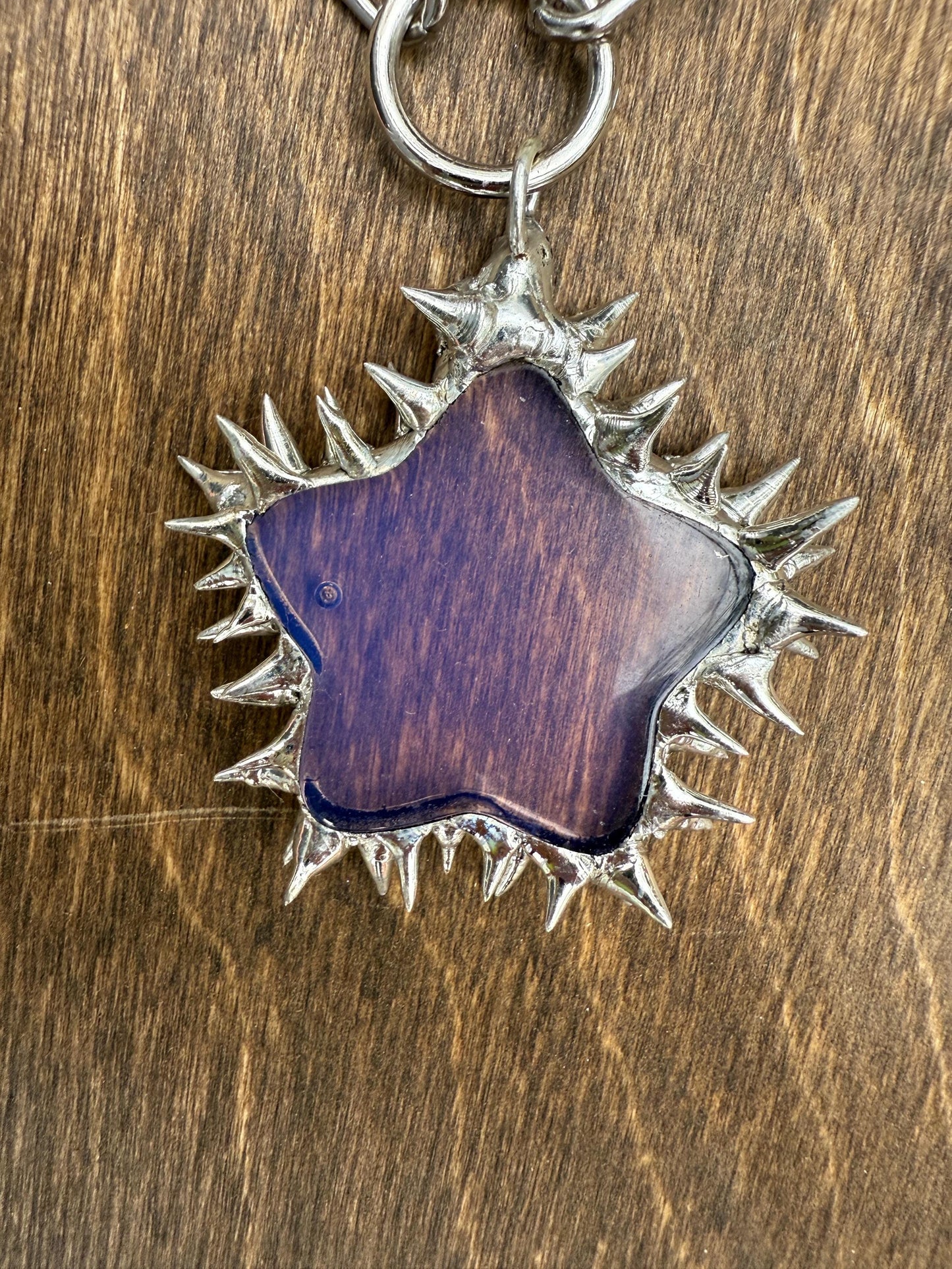 Spiked Opalite Star Choker Collar Necklace with O Ring