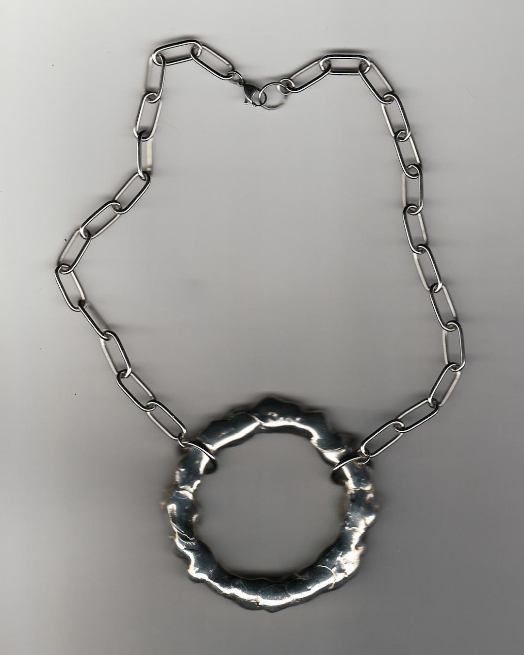O PORTAL Oversized O Ring Choker Collar - Handmade Soldered Goth Chainmail Brutalist BDSM Submissive Jewelry