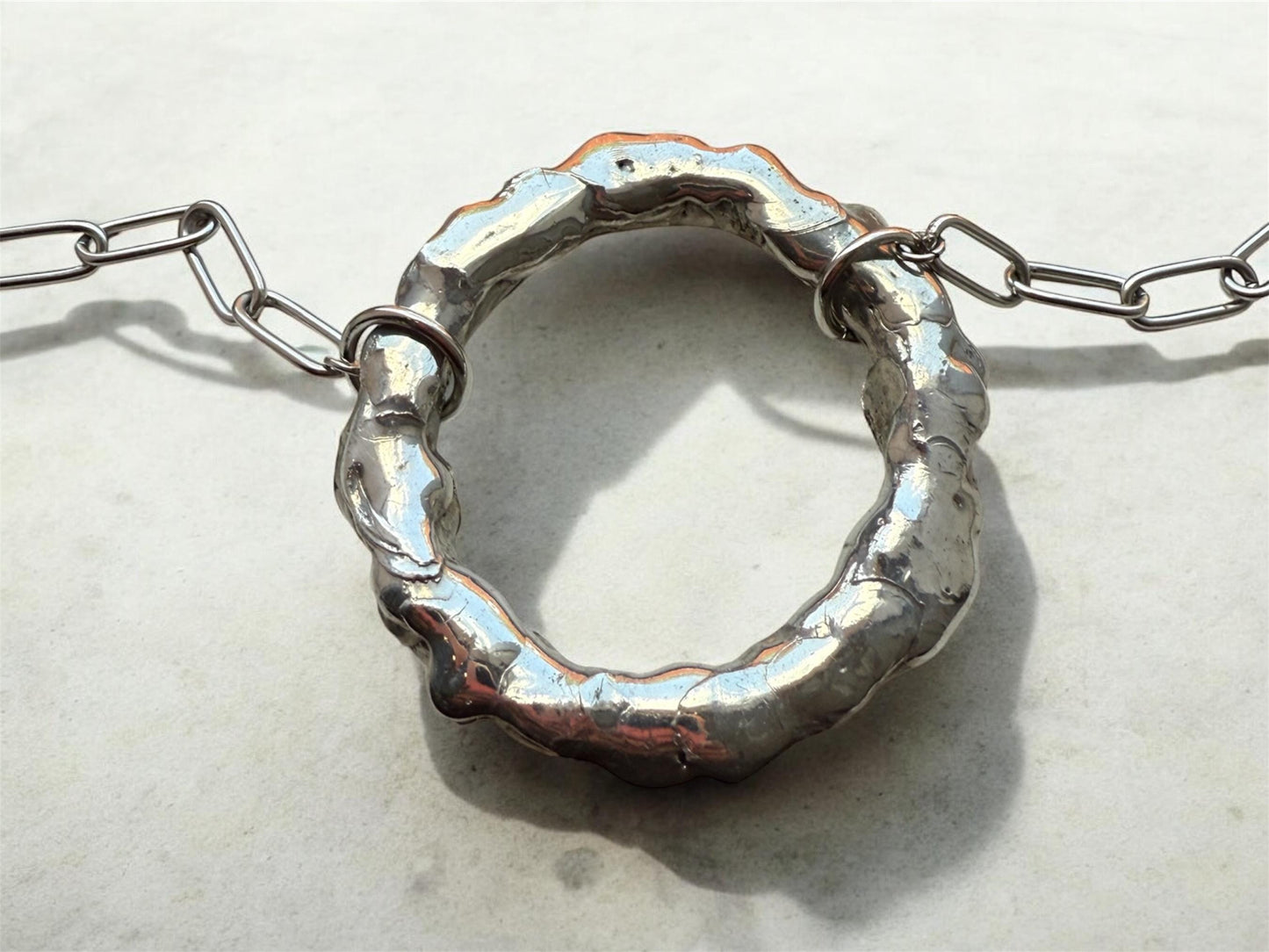 O PORTAL Oversized O Ring Choker Collar - Handmade Soldered Goth Chainmail Brutalist BDSM Submissive Jewelry