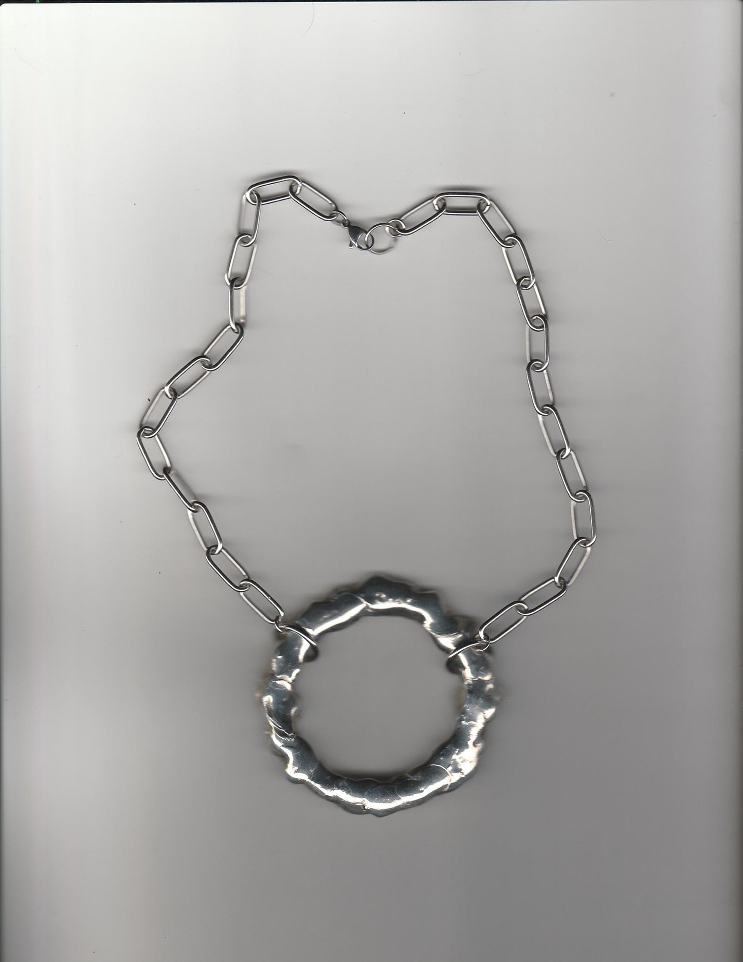 O PORTAL Oversized O Ring Choker Collar - Handmade Soldered Goth Chainmail Brutalist BDSM Submissive Jewelry