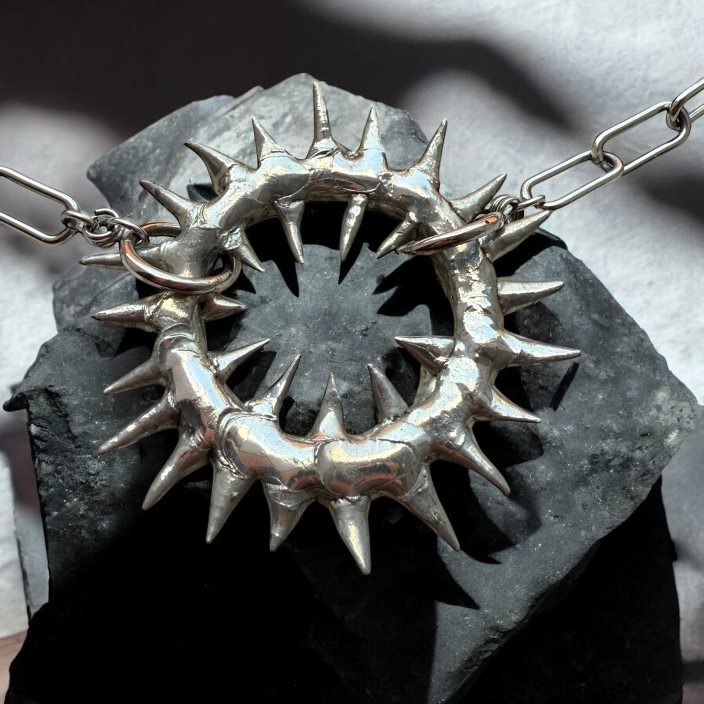 Spike Portal Choker Collar - Handmade Brutalist Statement Necklace, Fantasy Jewelry, Gothic Jewelry