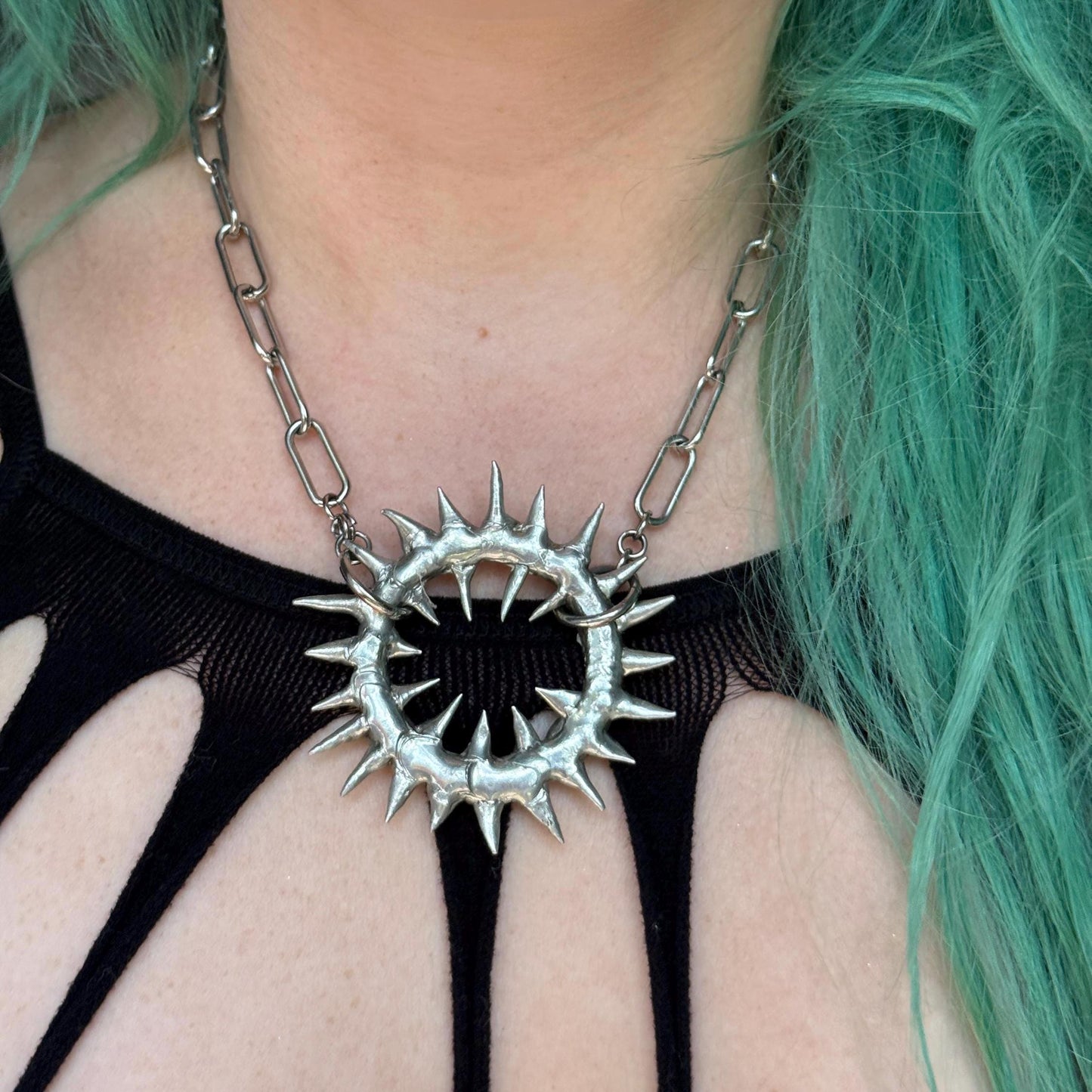Spike Portal Choker Collar - Handmade Brutalist Statement Necklace, Fantasy Jewelry, Gothic Jewelry