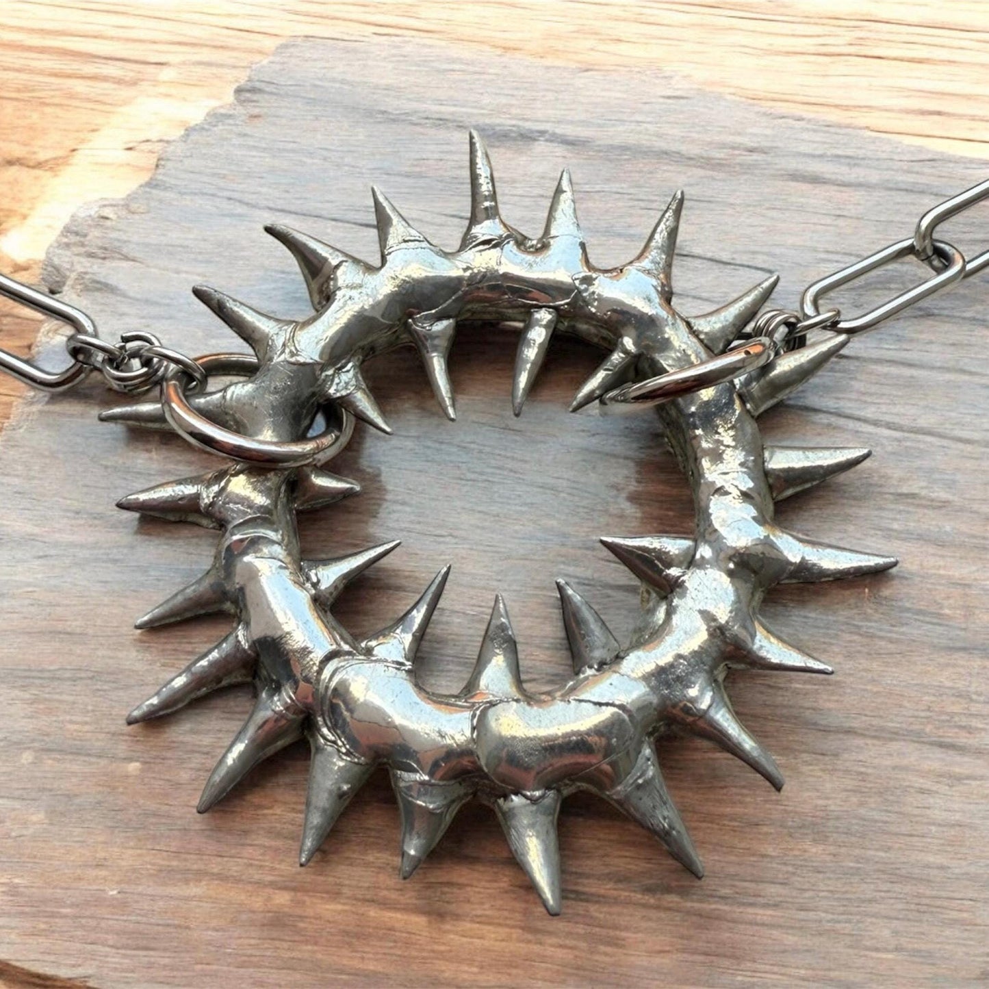 Spike Portal Choker Collar - Handmade Brutalist Statement Necklace, Fantasy Jewelry, Gothic Jewelry