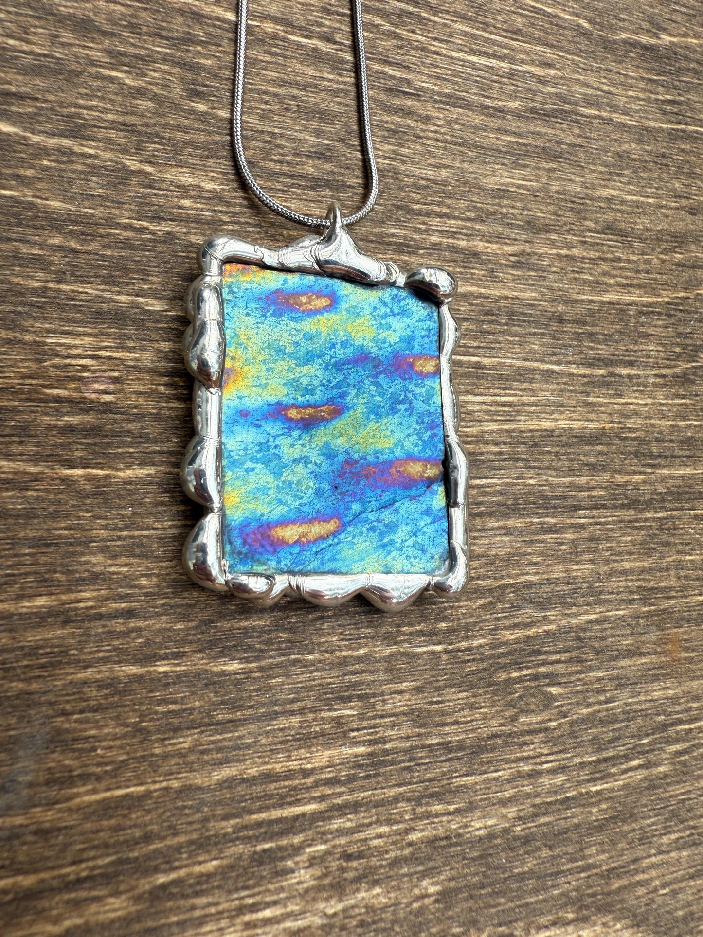 Stained Glass Pendant Necklace | Celestial Jewel Toned Portal, Soft Solder