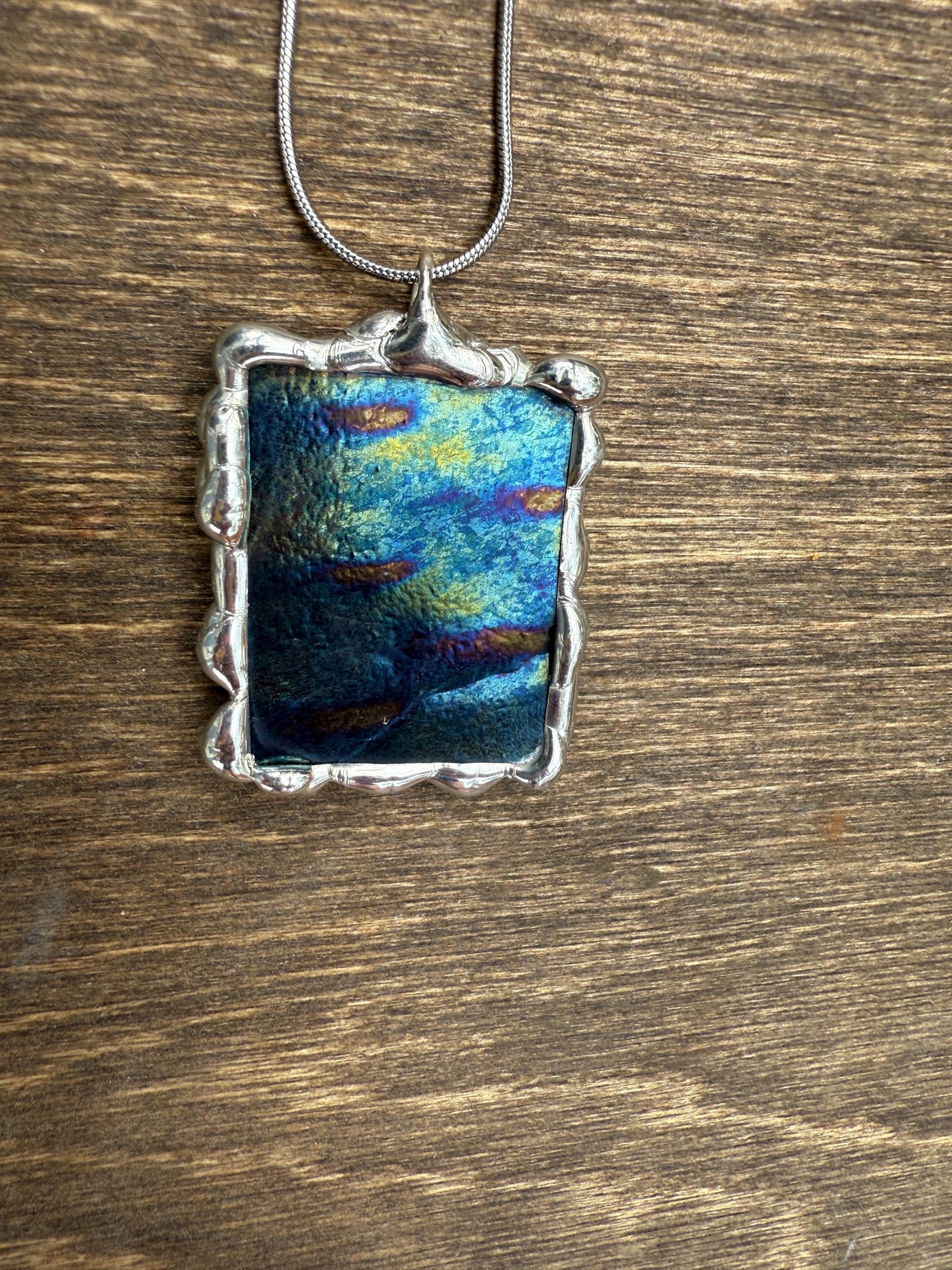 Stained Glass Pendant Necklace | Celestial Jewel Toned Portal, Soft Solder