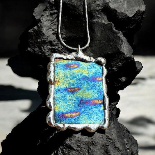 Stained Glass Pendant Necklace | Celestial Jewel Toned Portal, Soft Solder