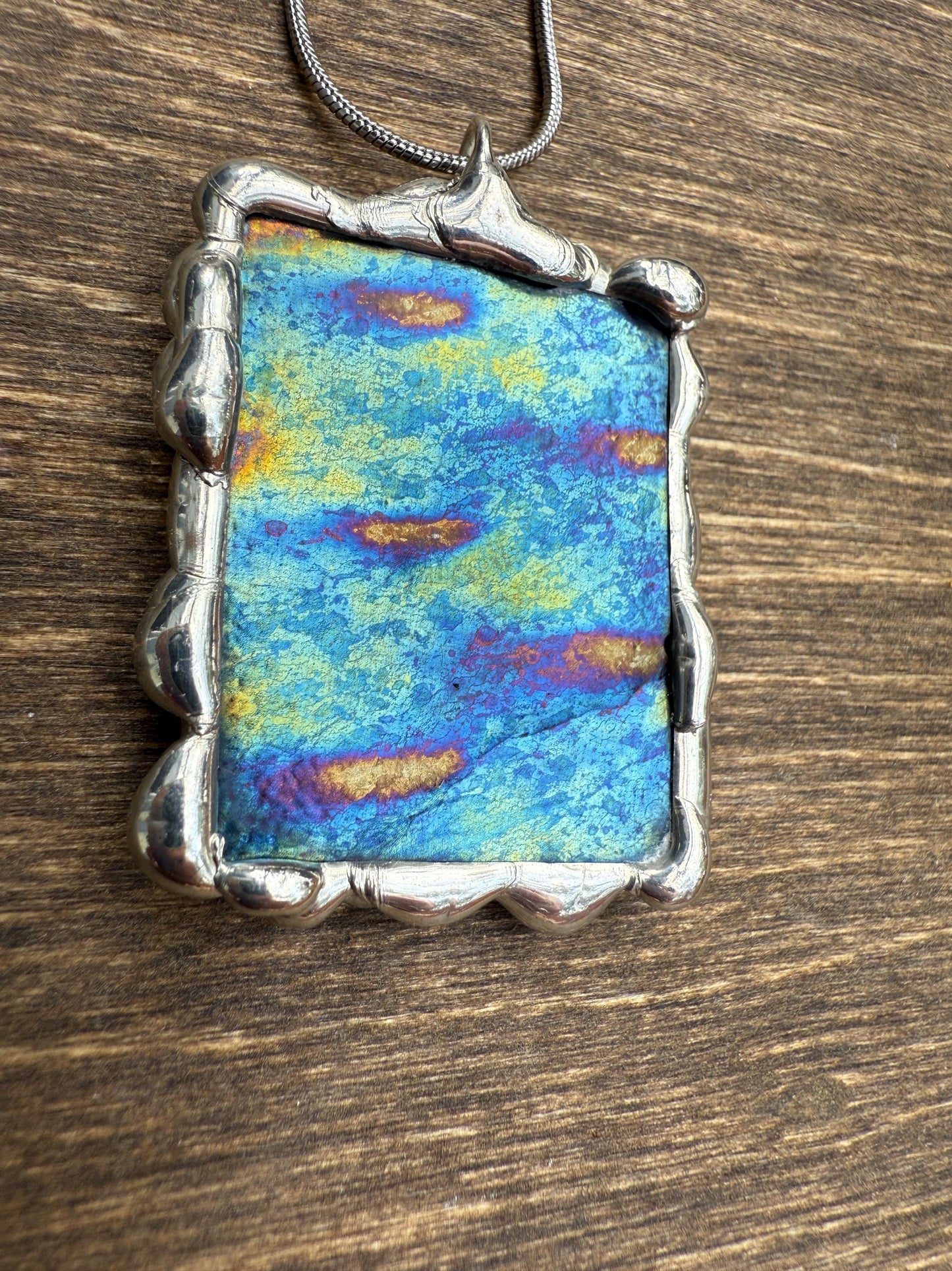 Stained Glass Pendant Necklace | Celestial Jewel Toned Portal, Soft Solder