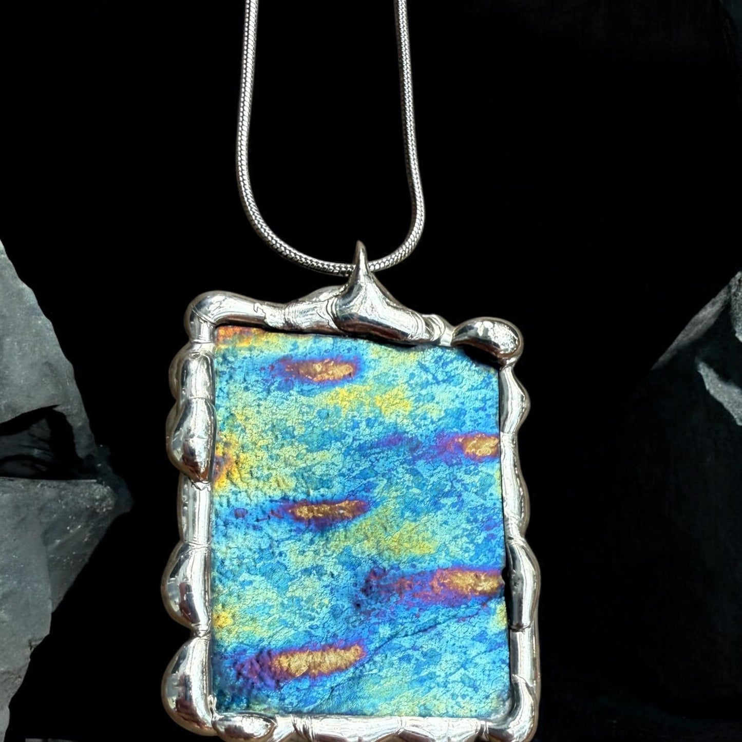 Stained Glass Pendant Necklace | Celestial Jewel Toned Portal, Soft Solder