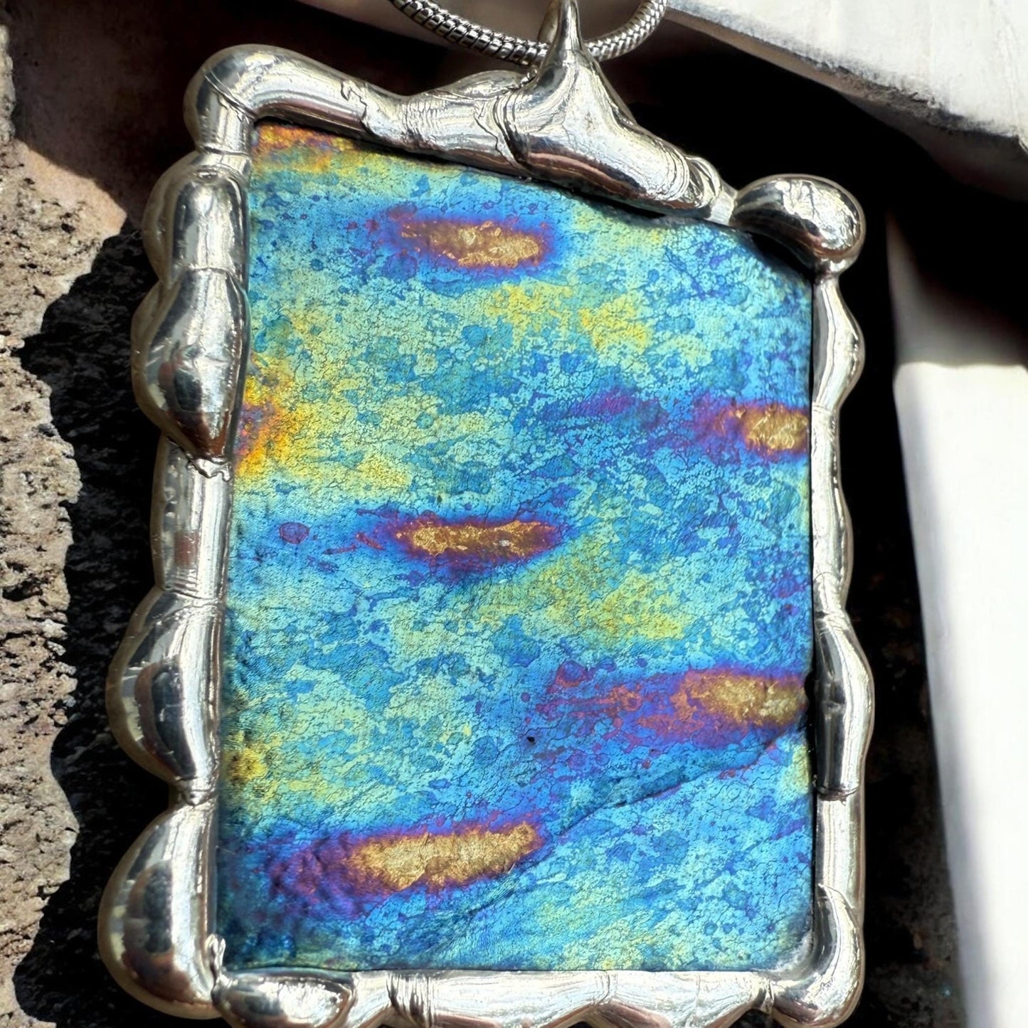 Stained Glass Pendant Necklace | Celestial Jewel Toned Portal, Soft Solder