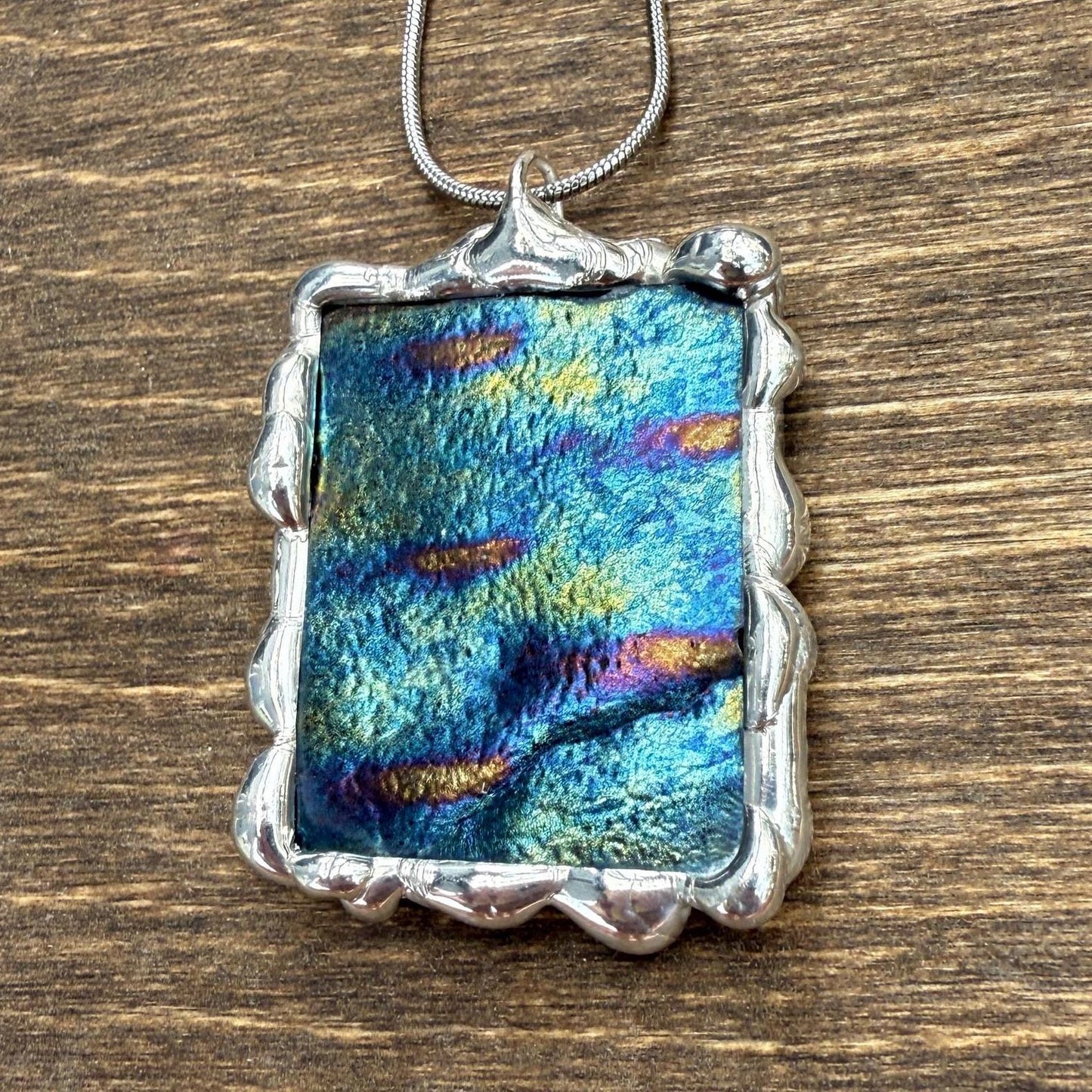 Stained Glass Pendant Necklace | Celestial Jewel Toned Portal, Soft Solder