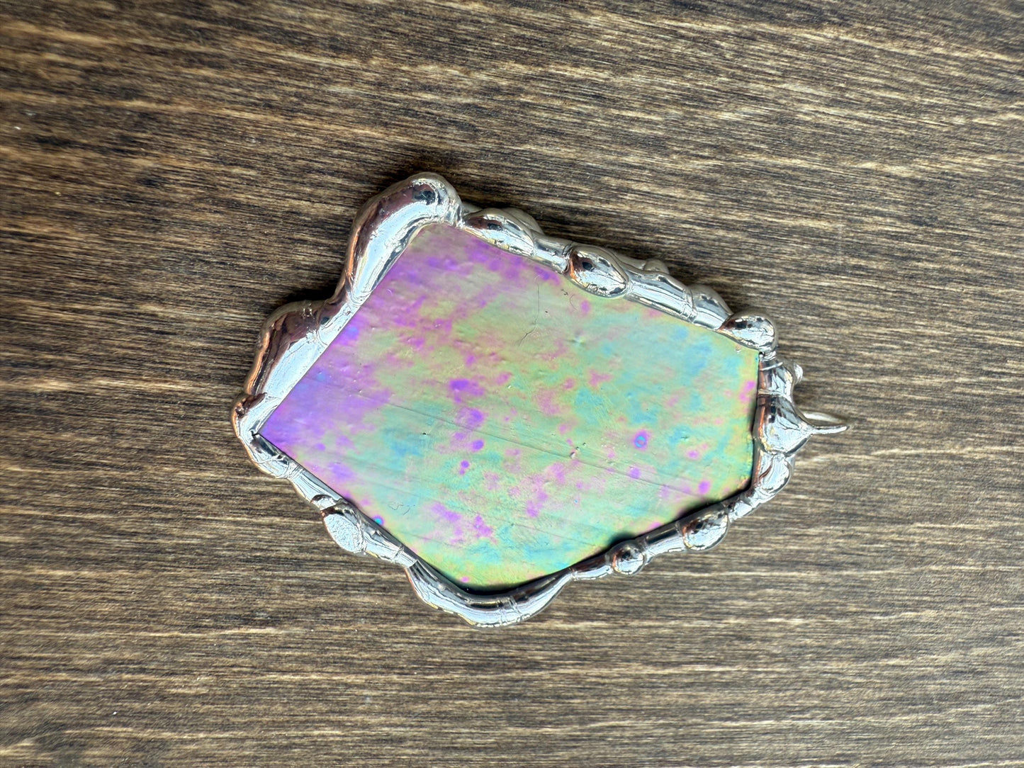 Iridescent Stained Glass Pendant | Sunset Celestial Handmade Wearable Art + Pastel Goth Fashion