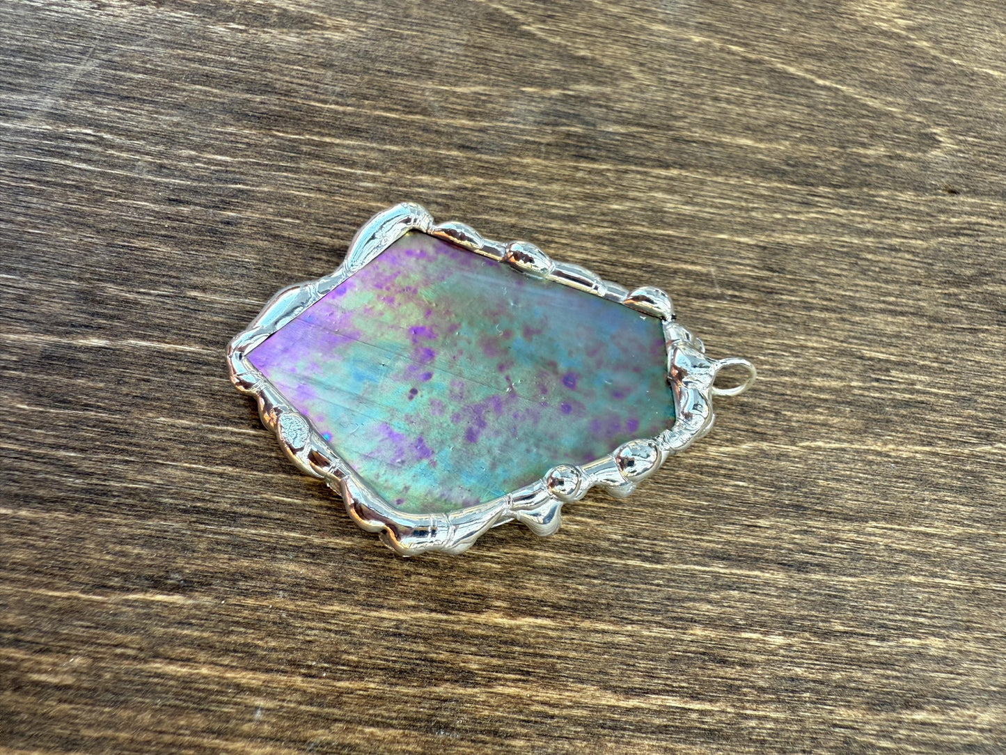 Iridescent Stained Glass Pendant | Sunset Celestial Handmade Wearable Art + Pastel Goth Fashion