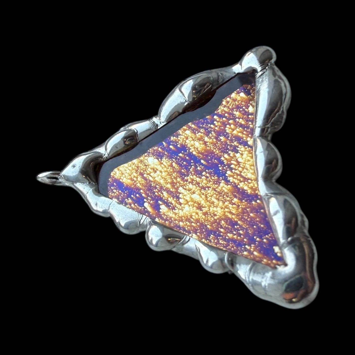 Shooting Star Stained Glass Triangle Pendant | Celestial Handmade Wearable Art + Rave Fashion for Fantasy Lovers