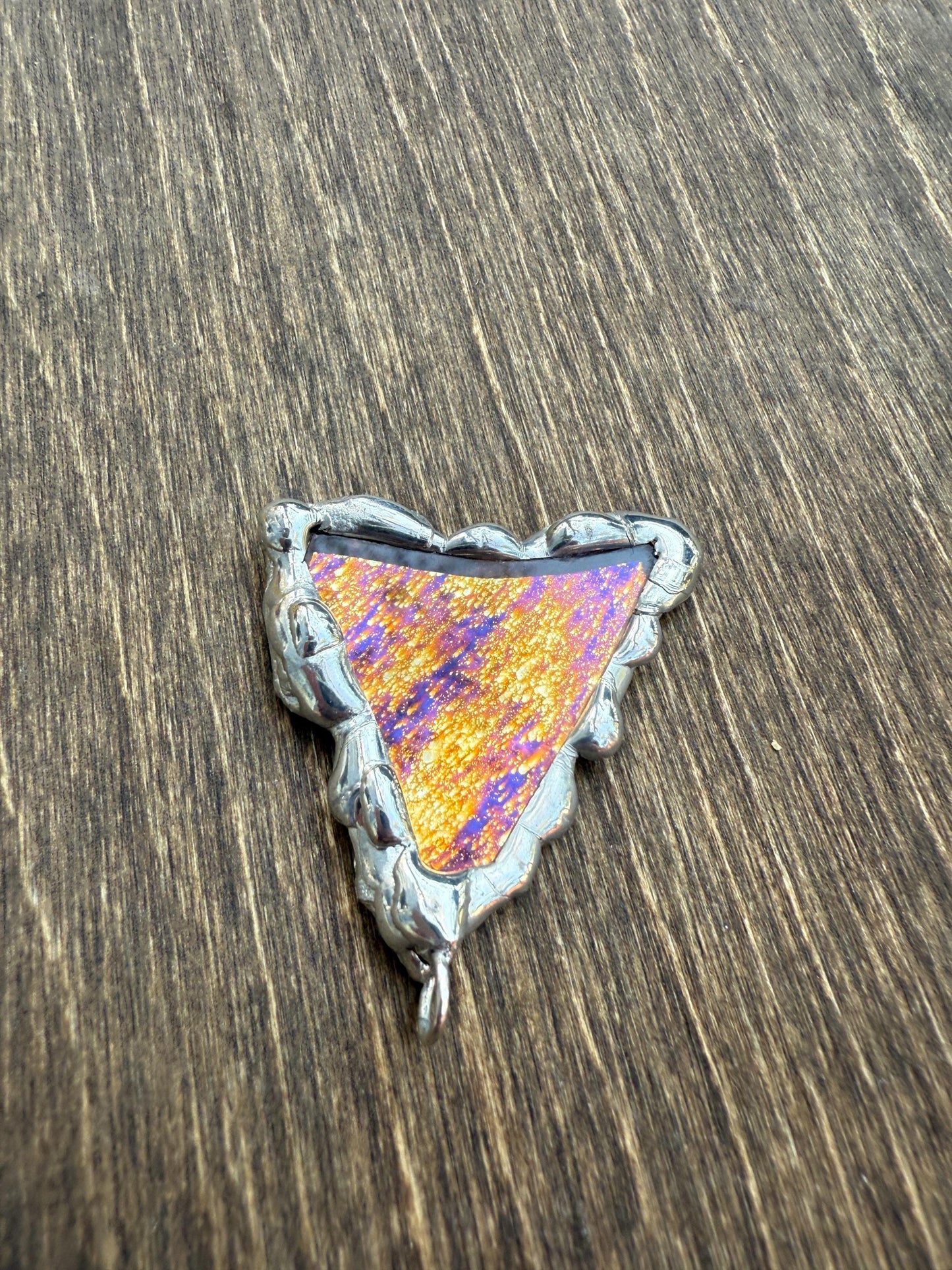 Shooting Star Stained Glass Triangle Pendant | Celestial Handmade Wearable Art + Rave Fashion for Fantasy Lovers