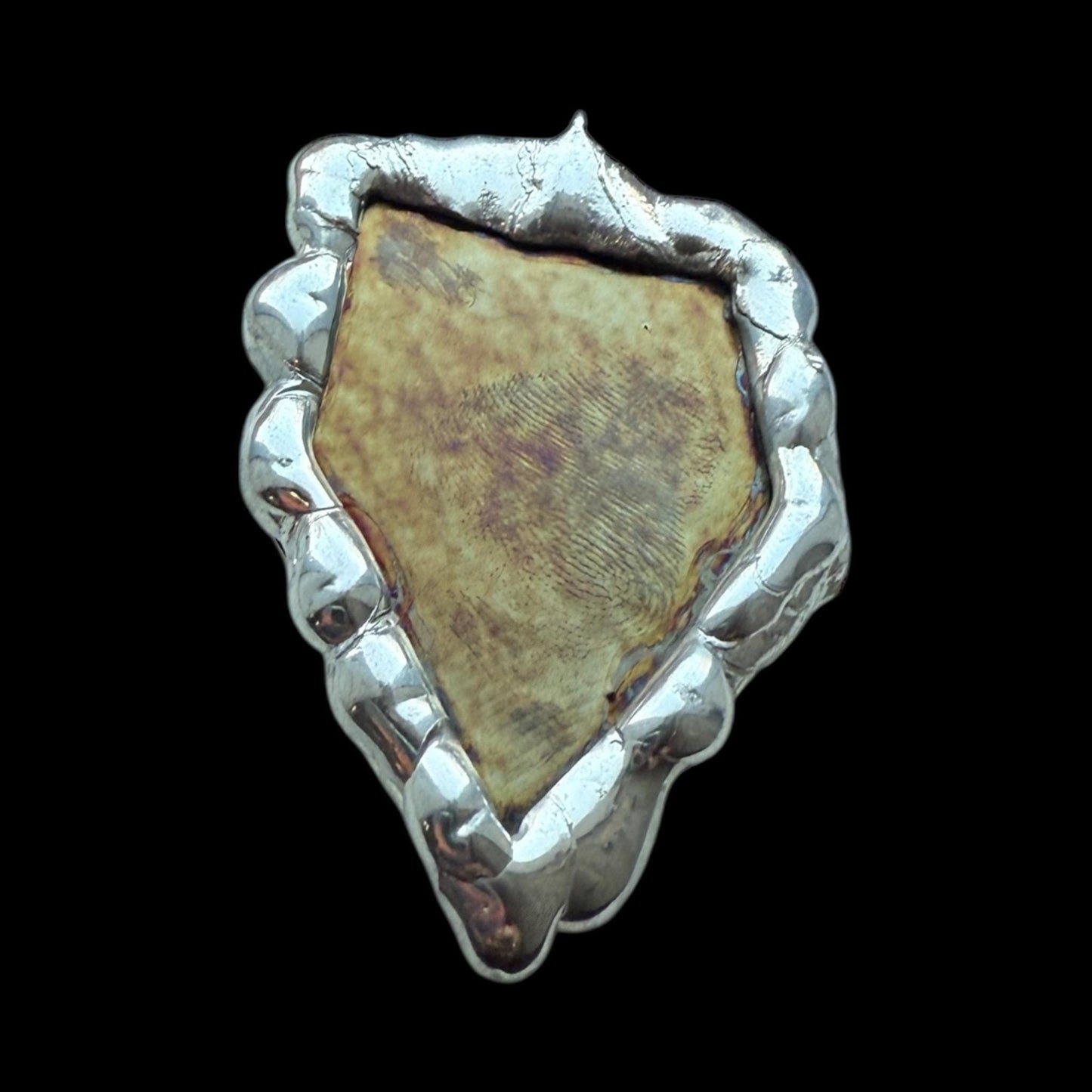 Gold Stained Glass Pendant | Diamond Shaped Handmade Wearable Art + Rave Fashion for Fantasy Lovers