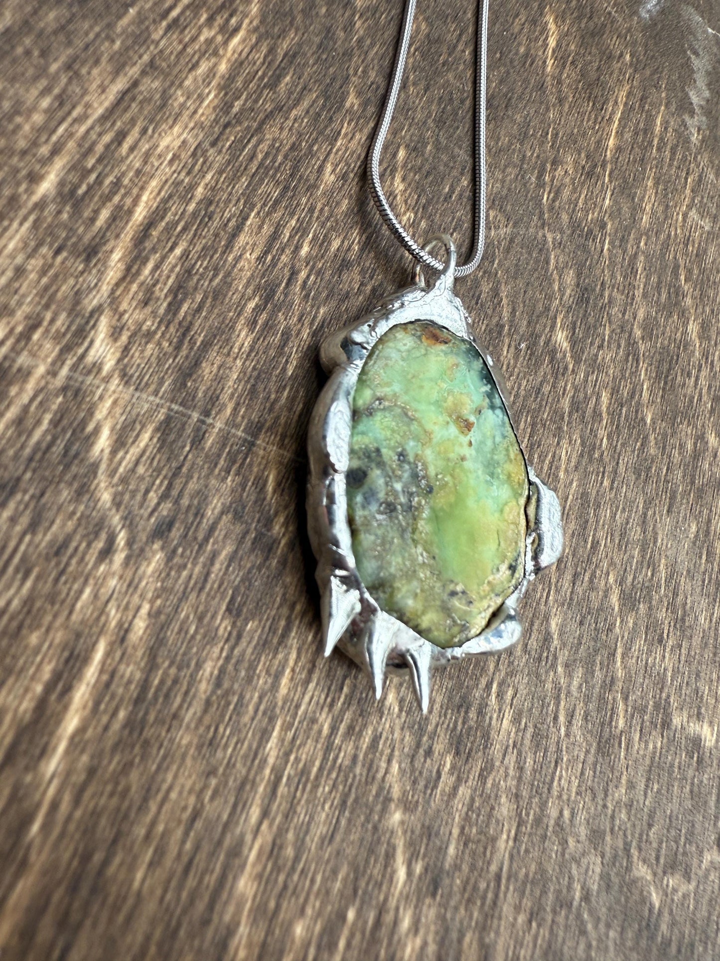 Green Paraiba Kyanite Statement Necklace | Soft Soldered Gemstone Alchemy for the Whimsigoth Babe