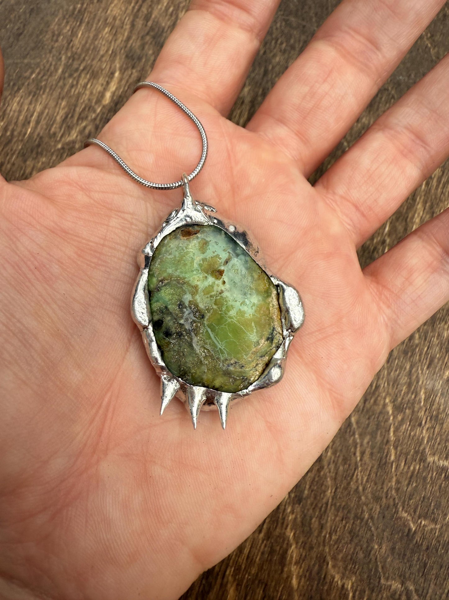 Green Paraiba Kyanite Statement Necklace | Soft Soldered Gemstone Alchemy for the Whimsigoth Babe