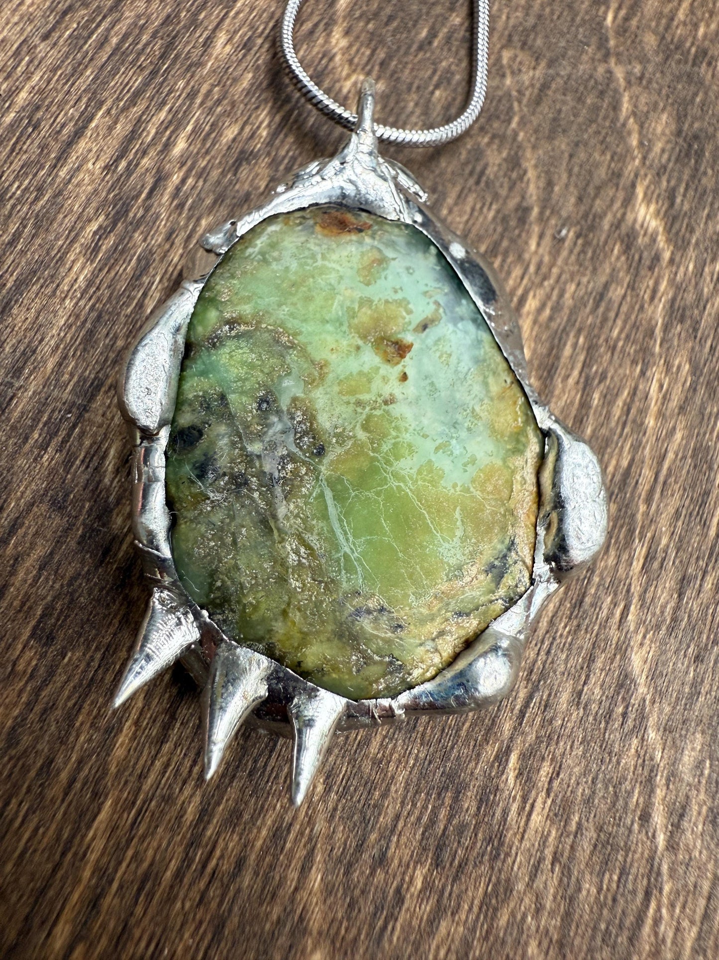 Green Paraiba Kyanite Statement Necklace | Soft Soldered Gemstone Alchemy for the Whimsigoth Babe