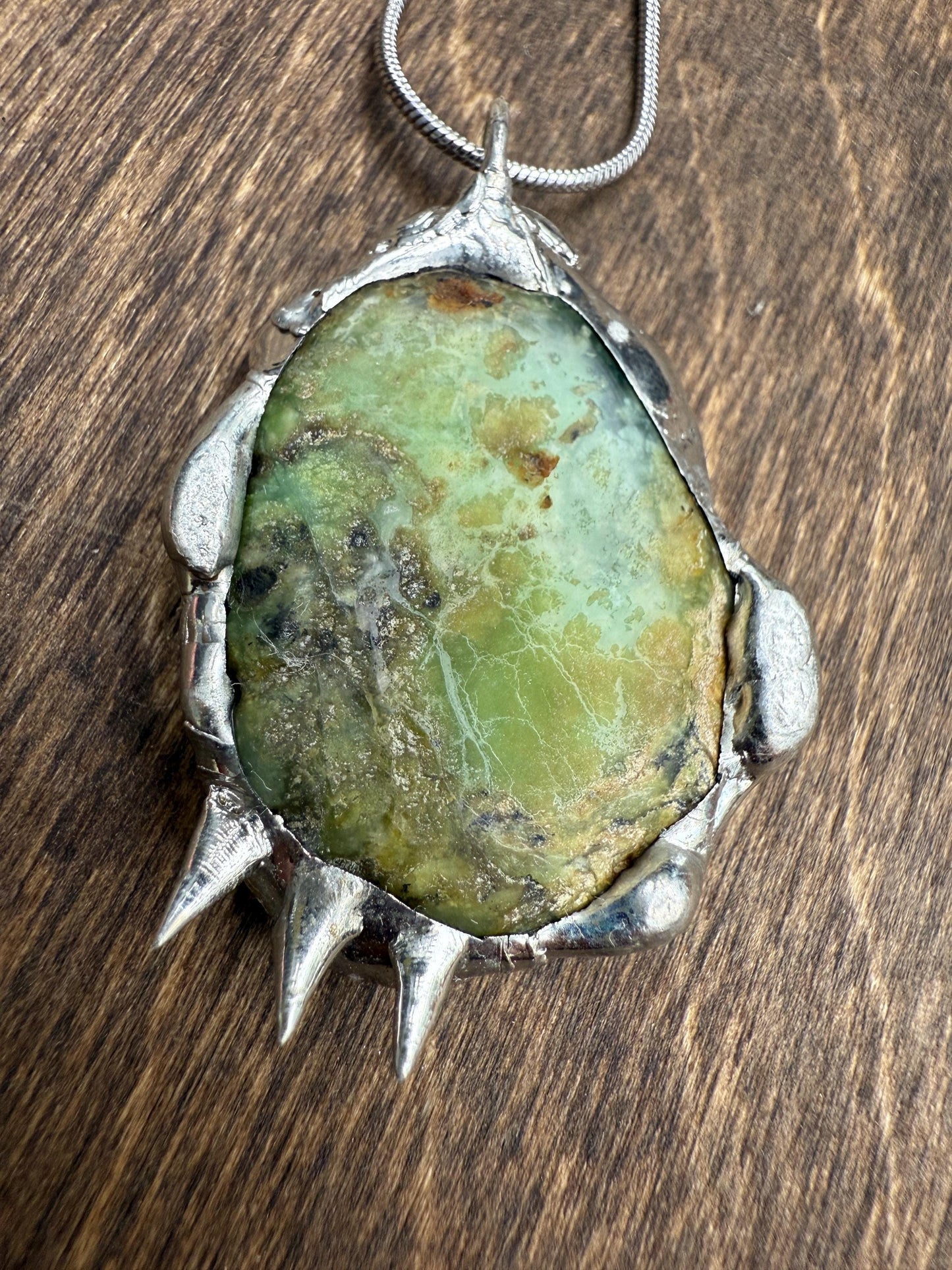 Green Paraiba Kyanite Statement Necklace | Soft Soldered Gemstone Alchemy for the Whimsigoth Babe