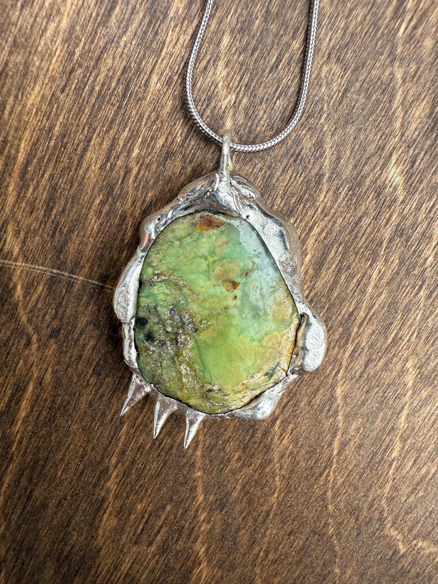 Green Paraiba Kyanite Statement Necklace | Soft Soldered Gemstone Alchemy for the Whimsigoth Babe