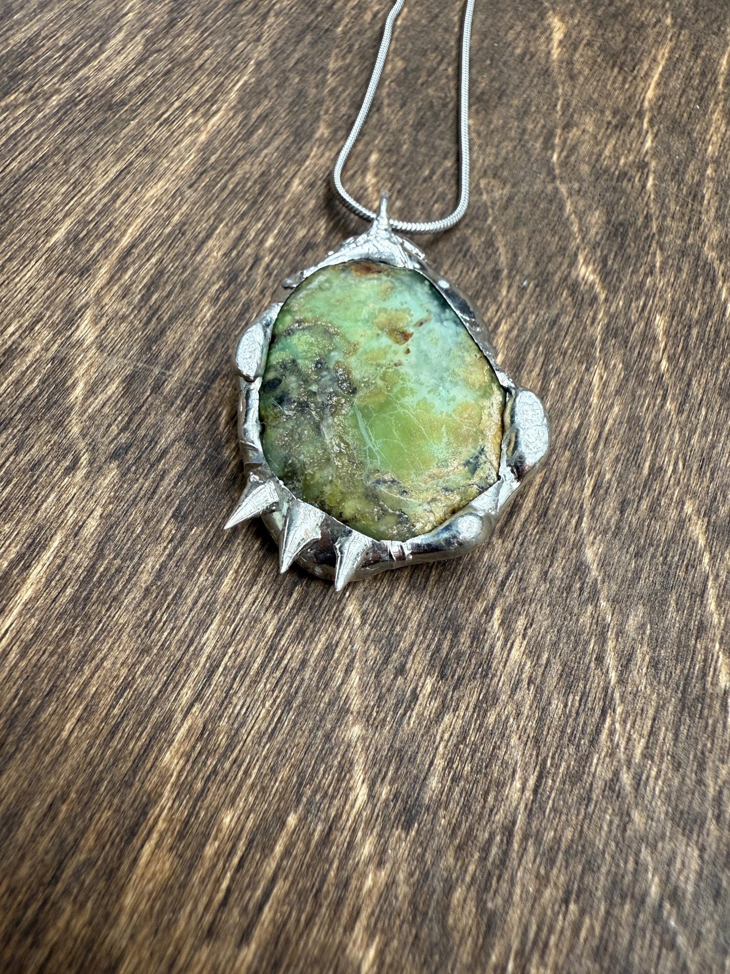 Green Paraiba Kyanite Statement Necklace | Soft Soldered Gemstone Alchemy for the Whimsigoth Babe