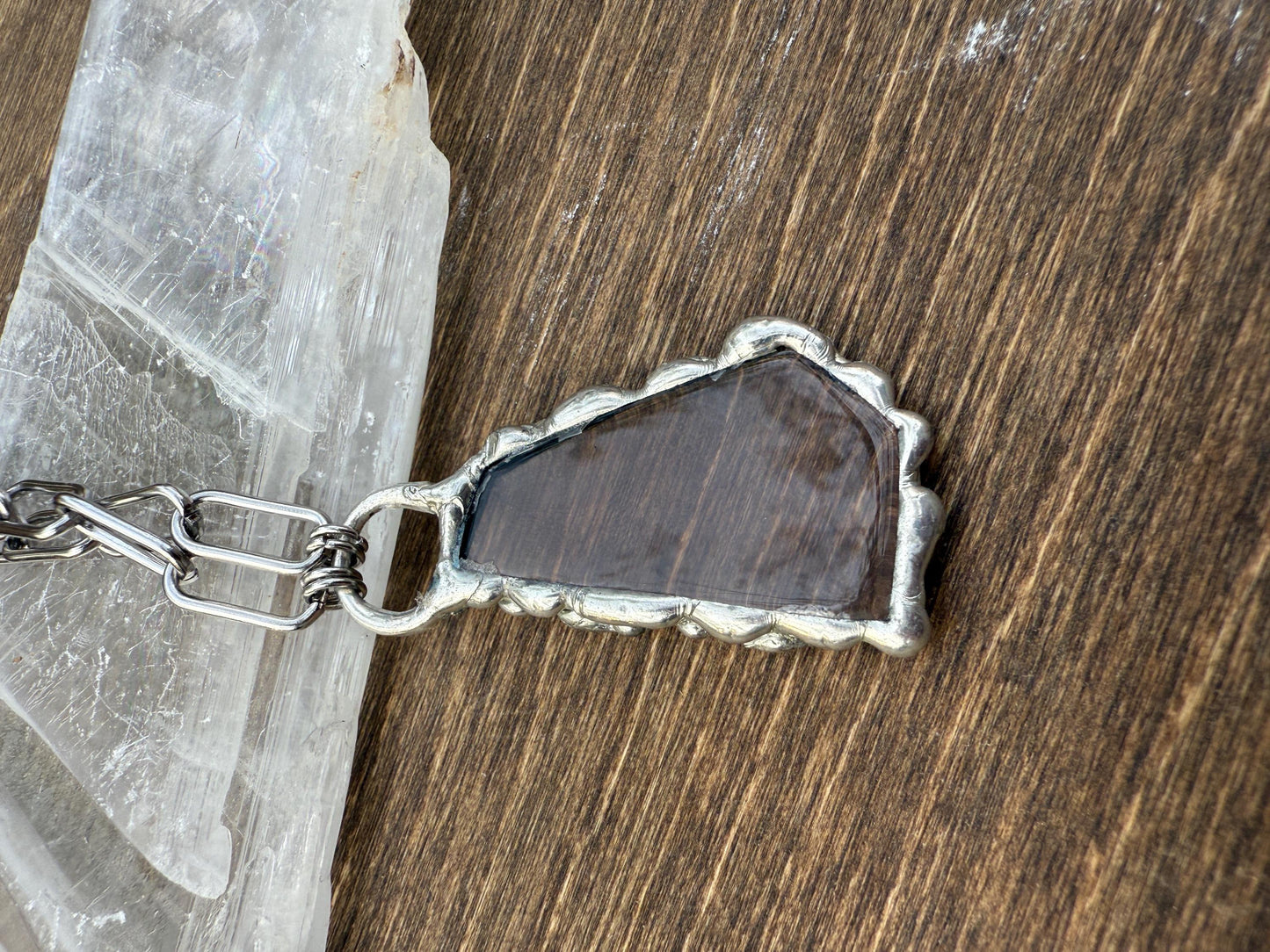 Smokey Quartz Crystal Necklace | Soft Soldered Gemstone Alchemy for the Whimsigoth Babe