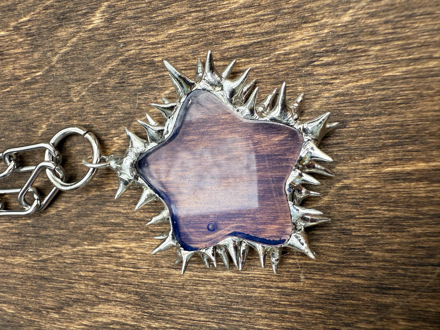 Spiked Opalite Star Choker Collar Necklace with O Ring