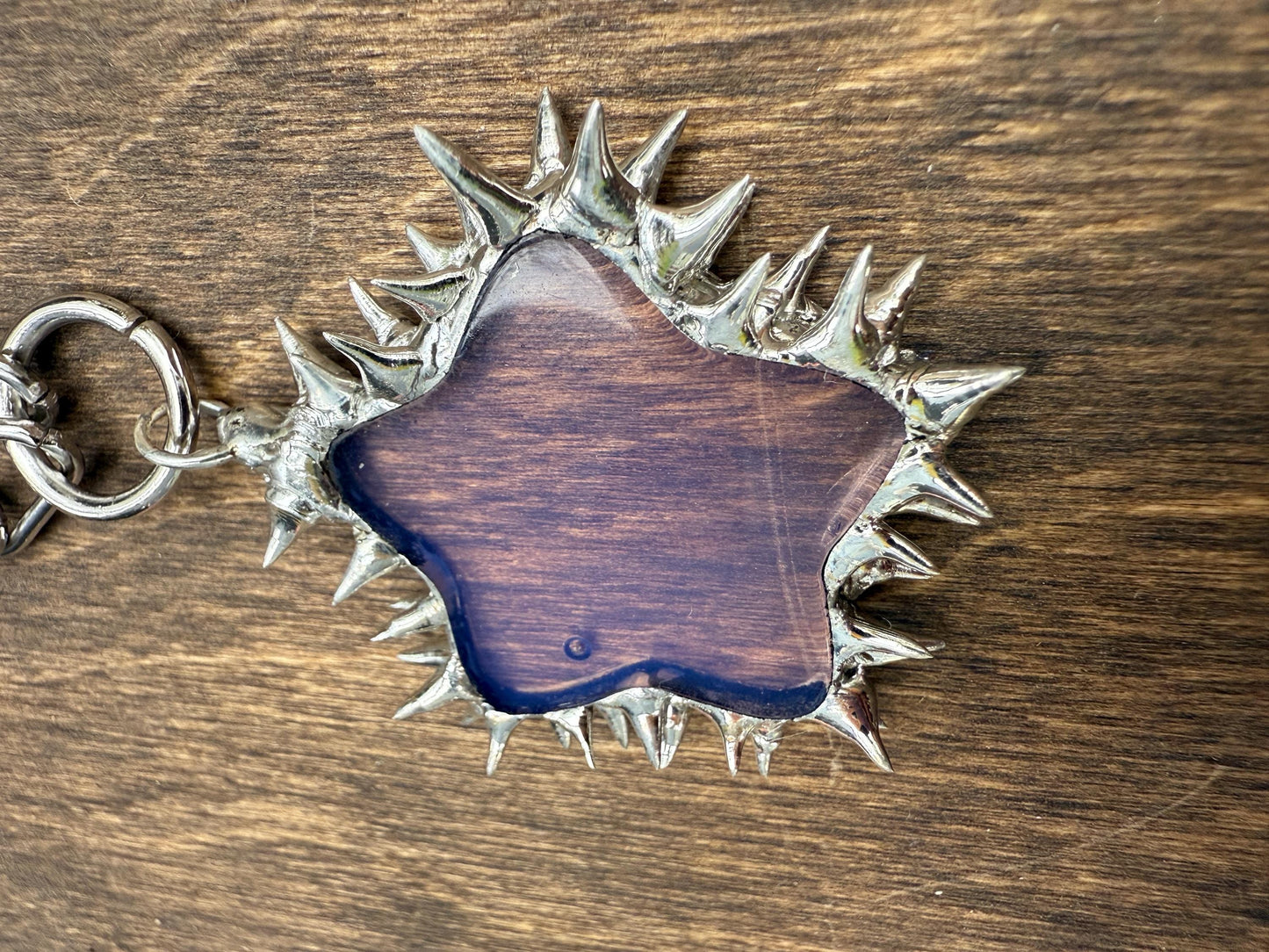 Spiked Opalite Star Choker Collar Necklace with O Ring